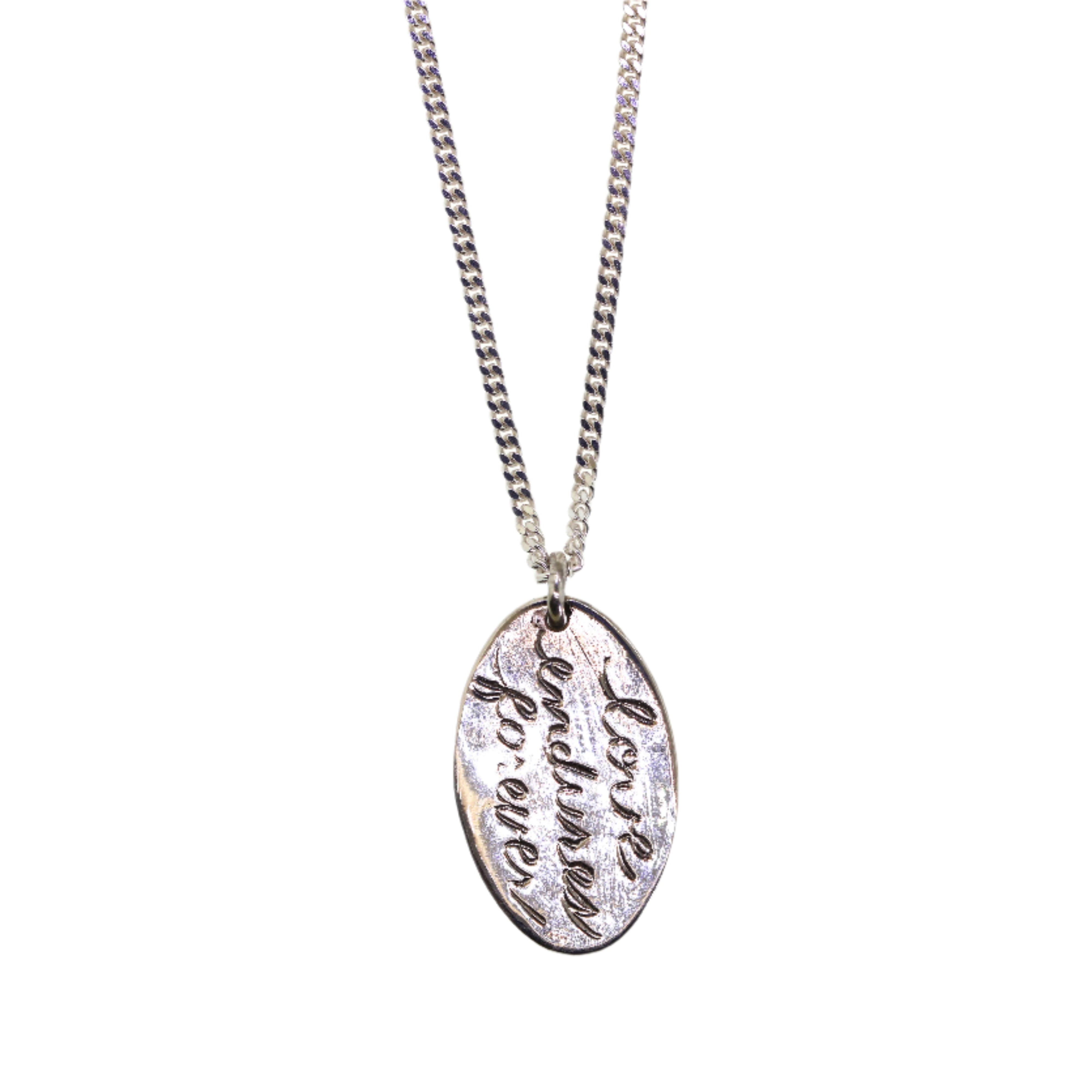 Silver Double Sided Engraved Pendant Necklace