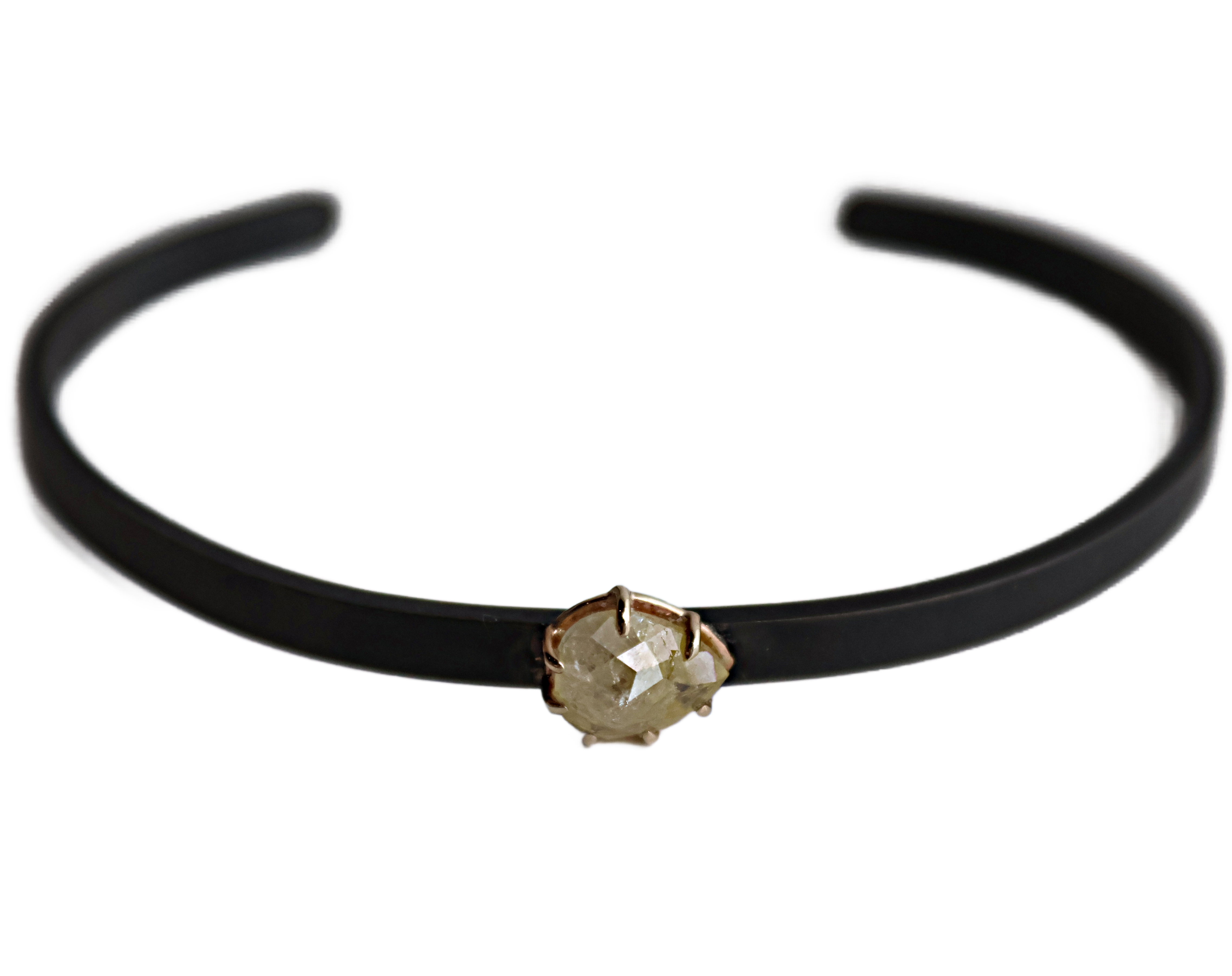 Rhodium Plated Raw Diamond Cuff