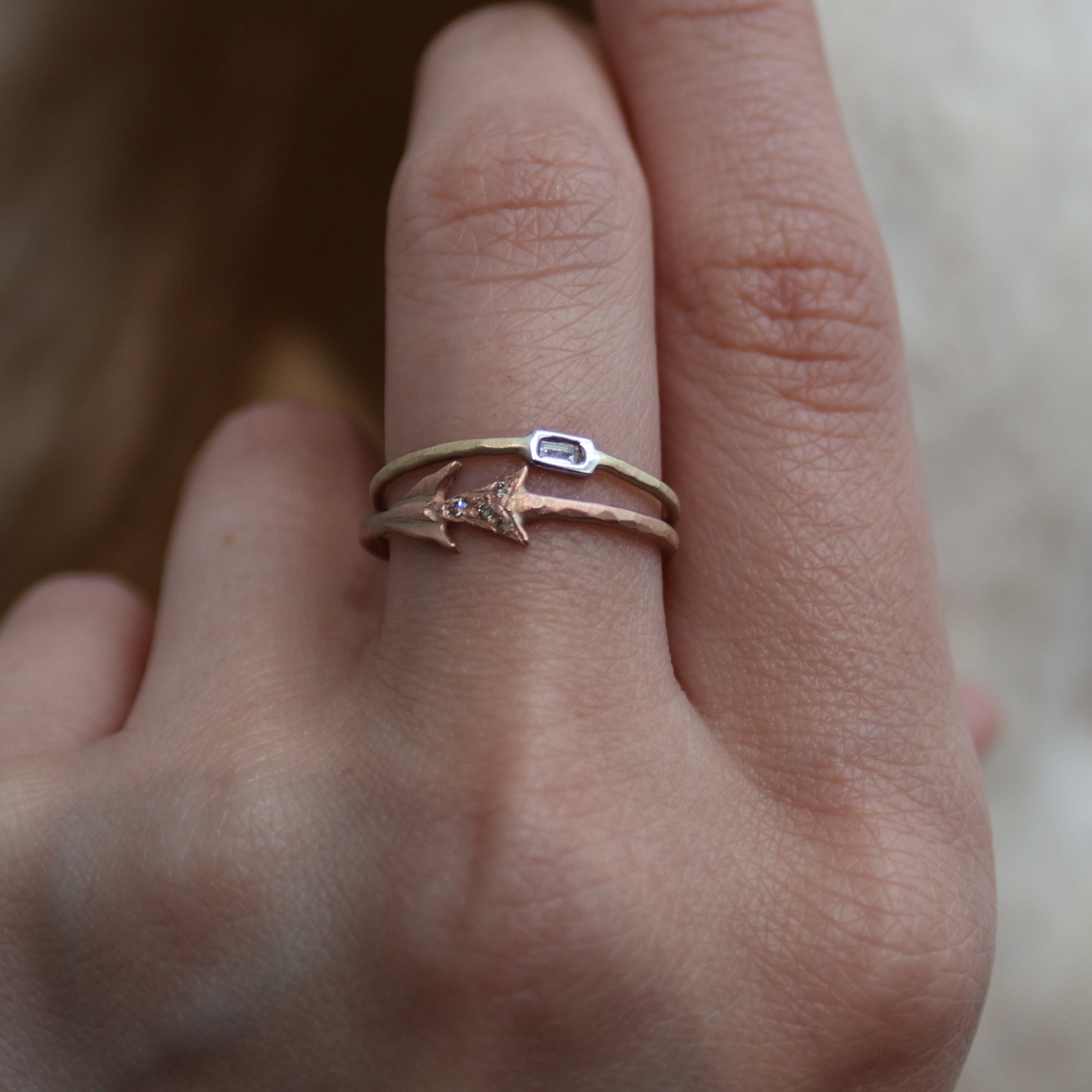 Rose Gold & Diamond Arrow Ring