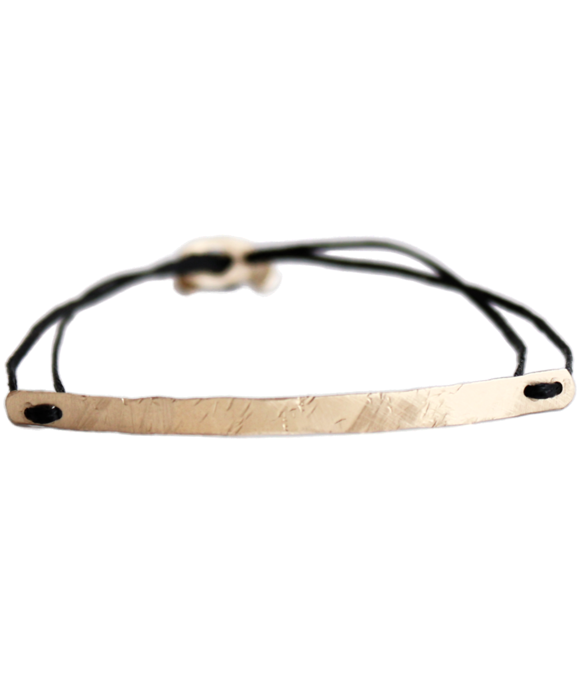 Gold Bar Black Cording Bracelet