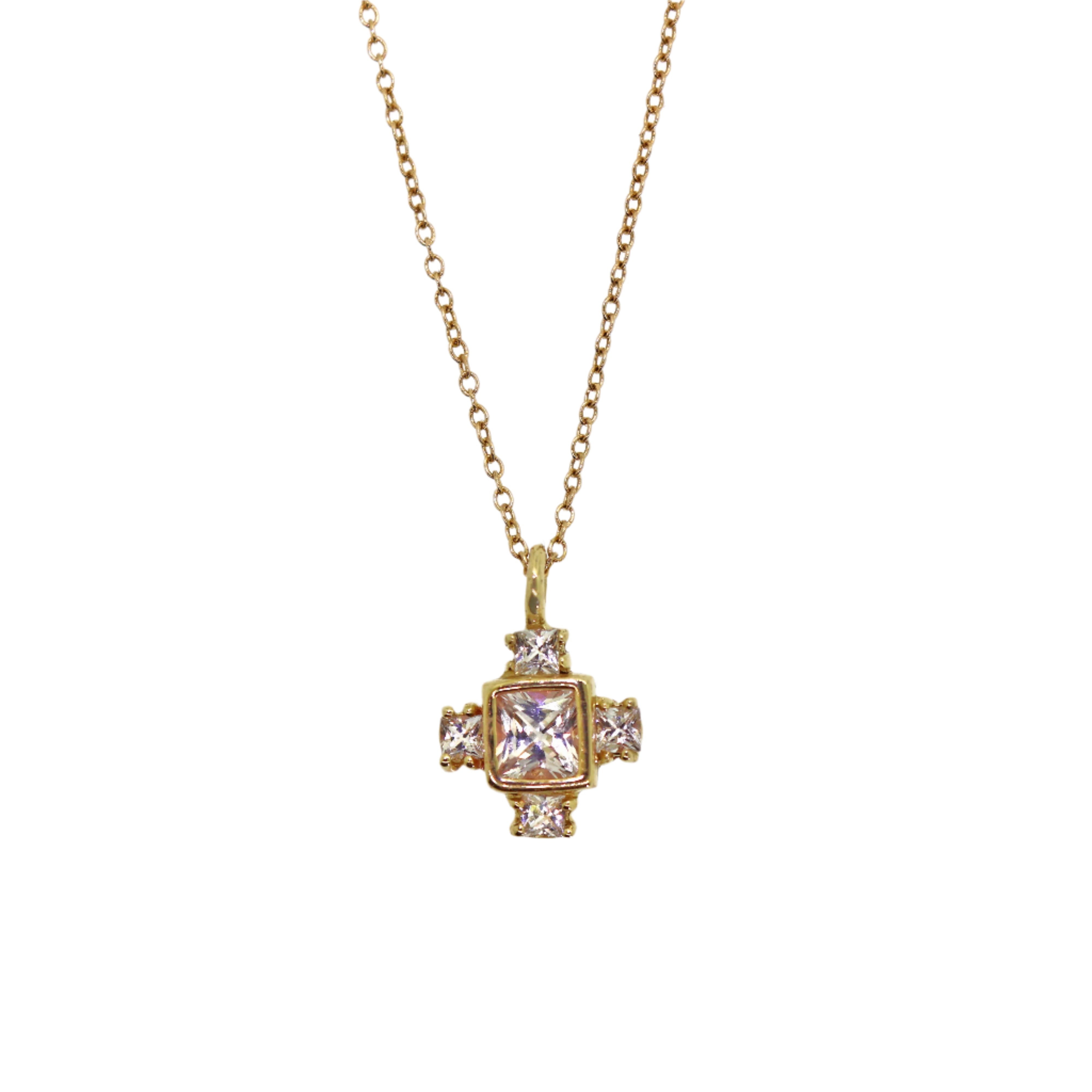 White Sapphire Byzantine Cross Necklace