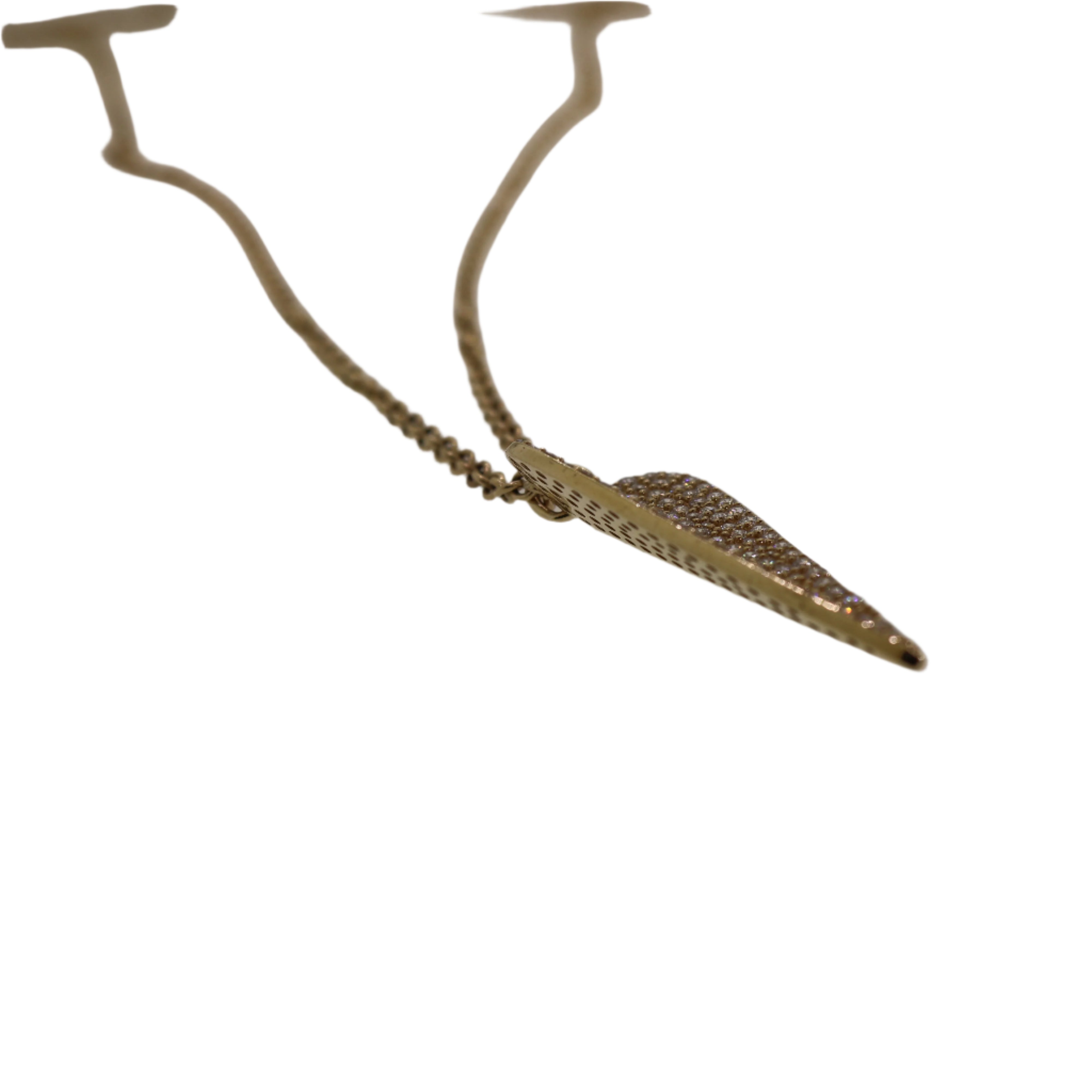 Large Pave Diamond Folded Heart Necklace