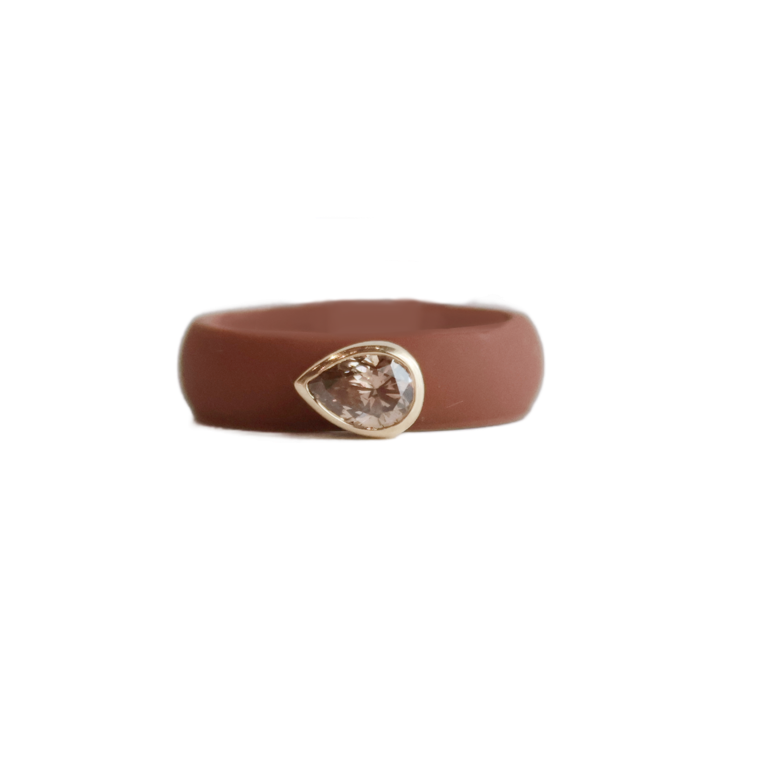 Cognac Pear Shaped Diamond Silicone Band- Coffee