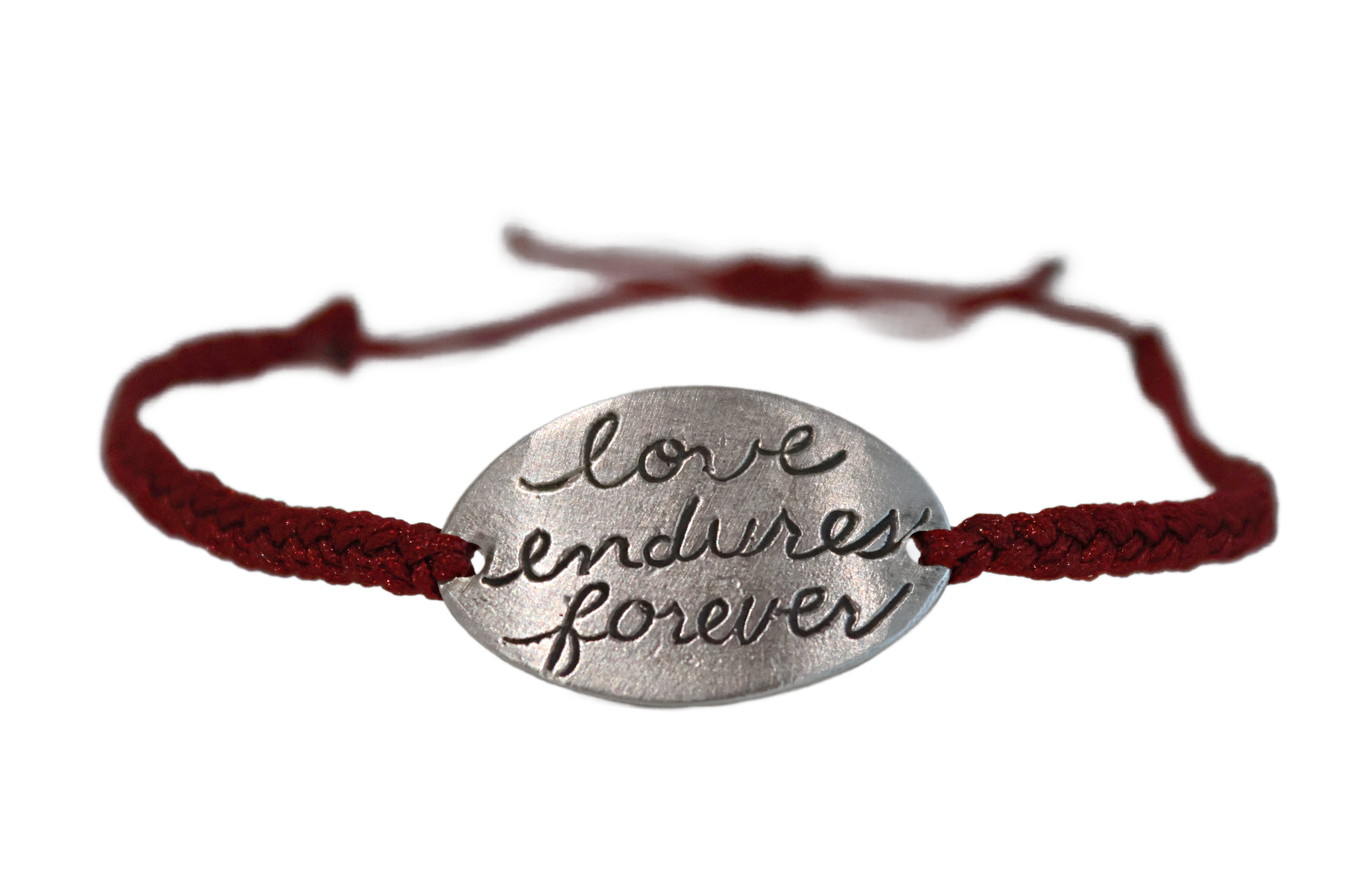Red Macrame & Silver Plate Bracelet