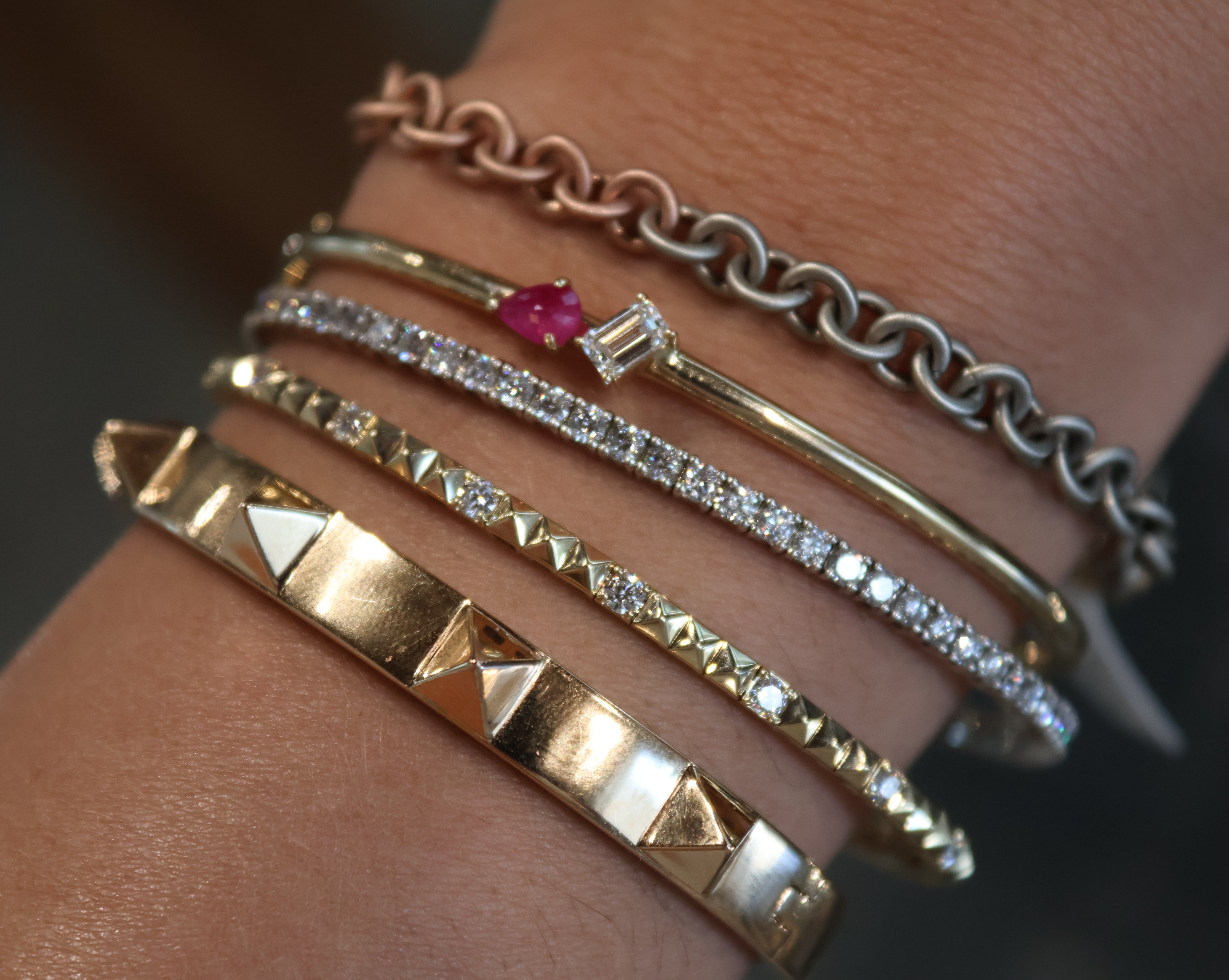 18KY Pyramid Bracelet