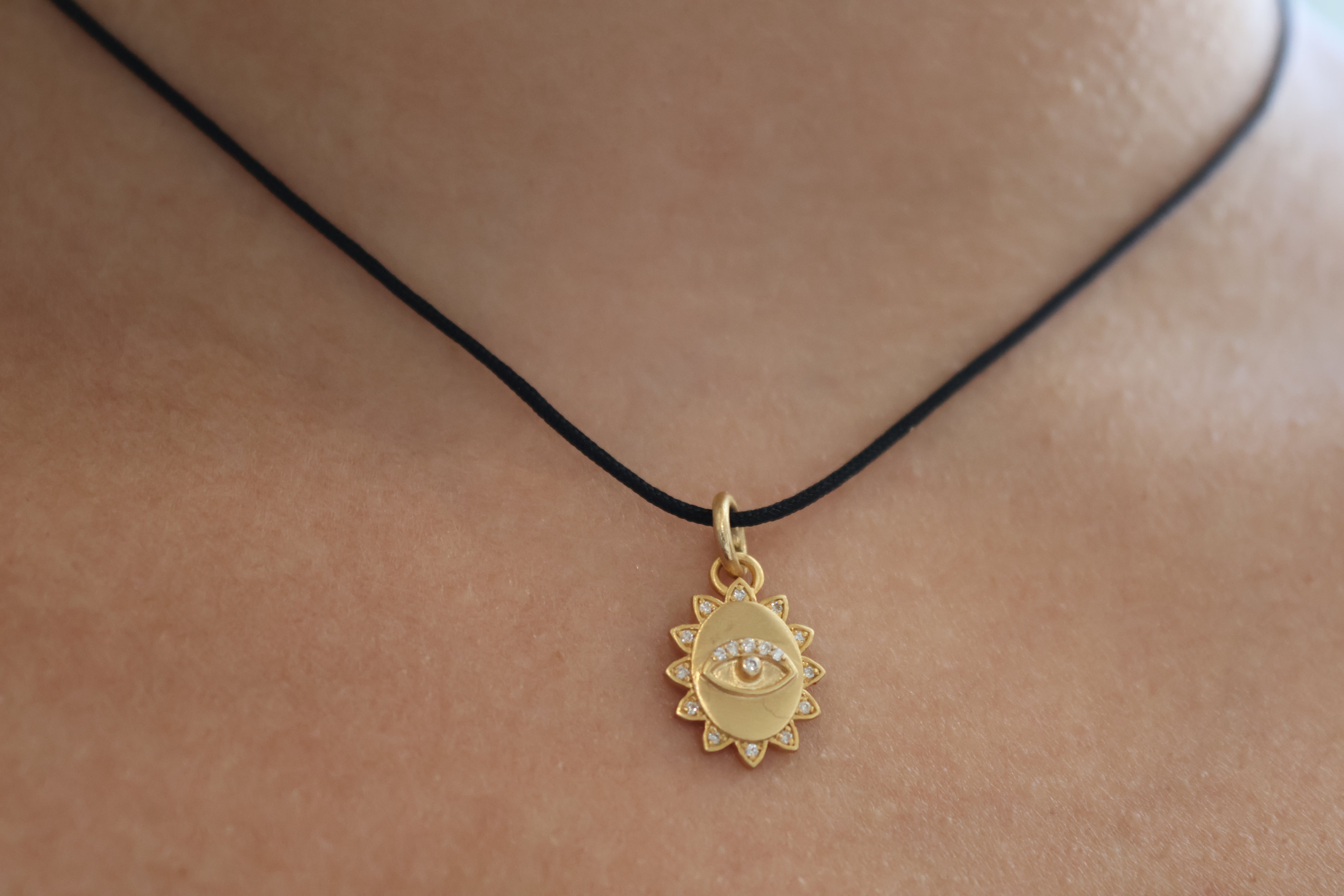 18KY Diamond Evil Eye Pendant