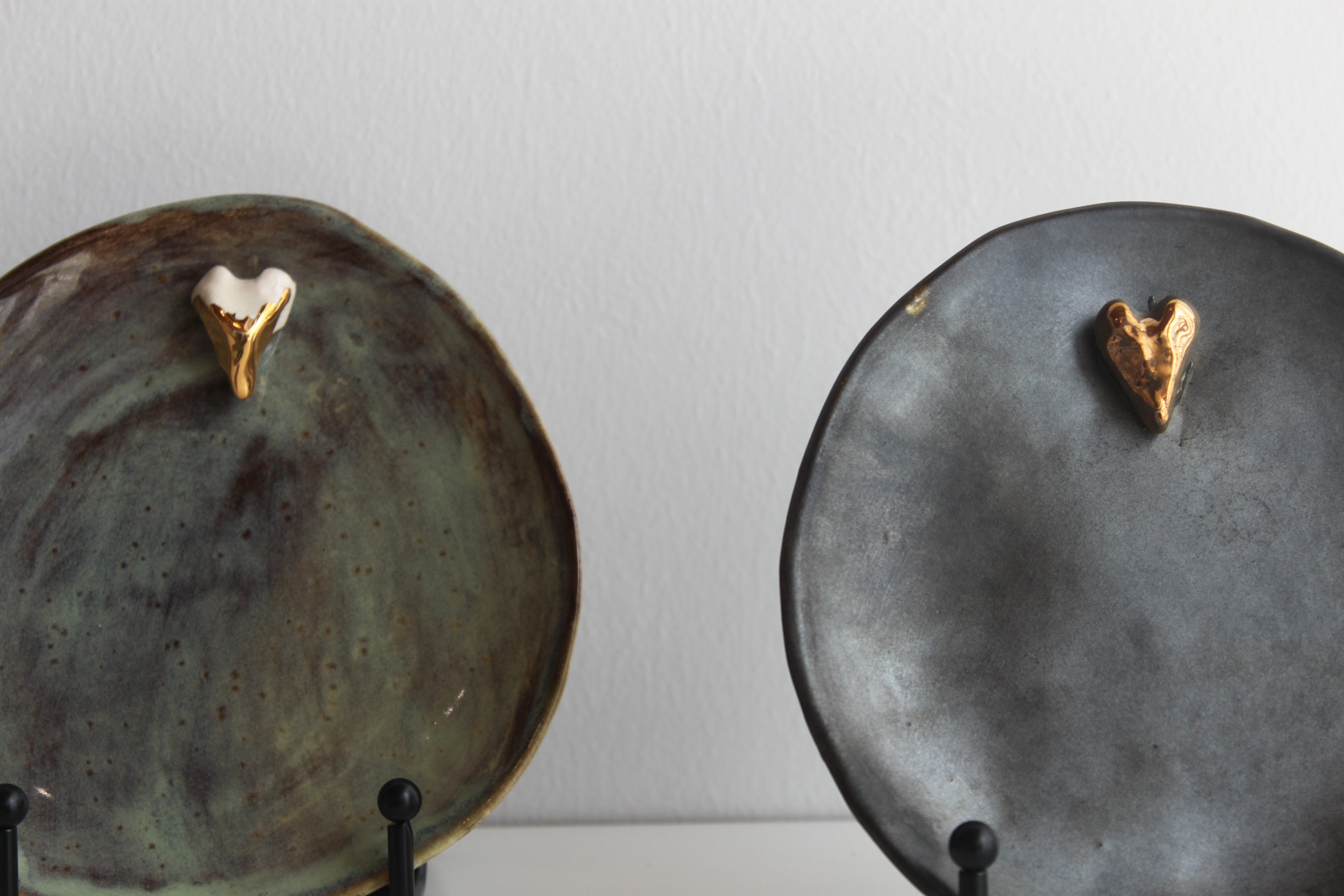 Cuqui Pewter & Gold Heart Plate
