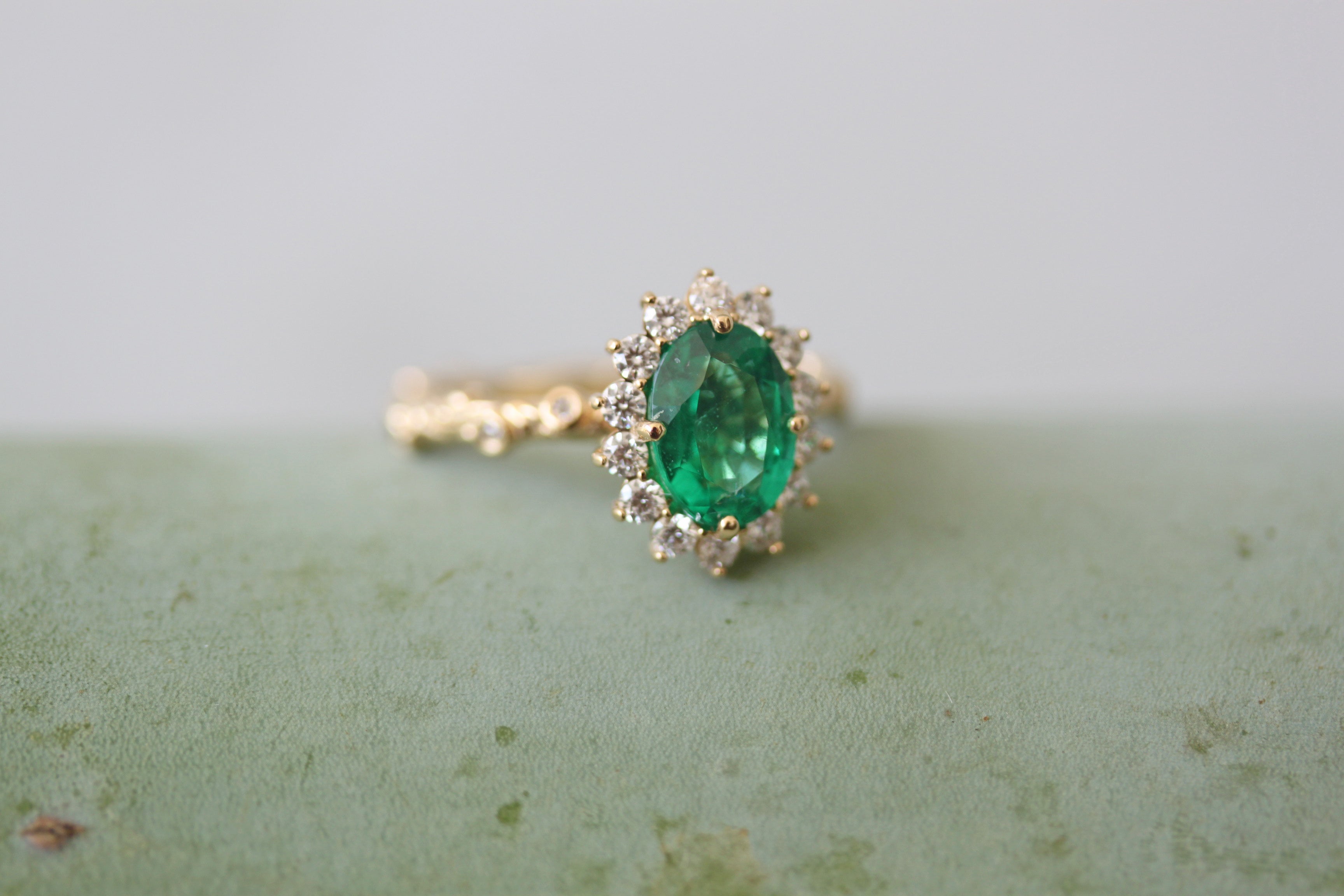 Victorian Style Emerald Engagement Ring