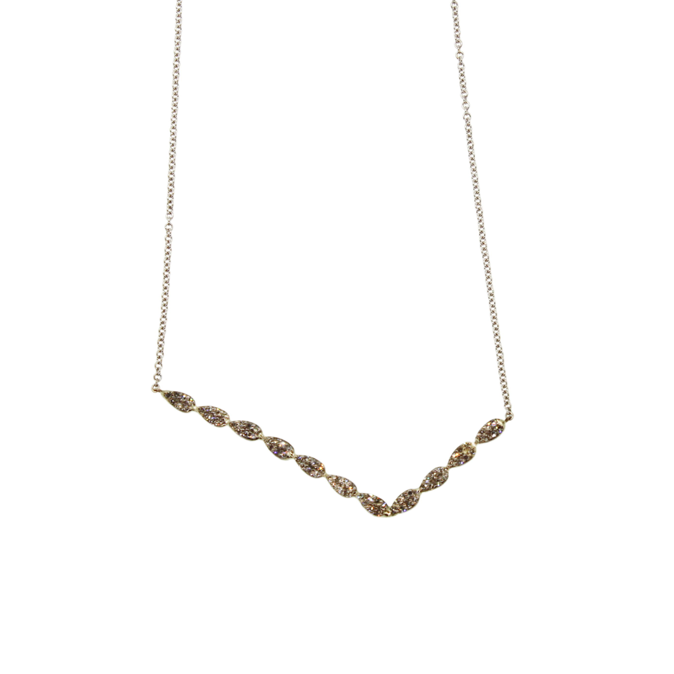 Abstract V Diamond Tear Drop Necklace