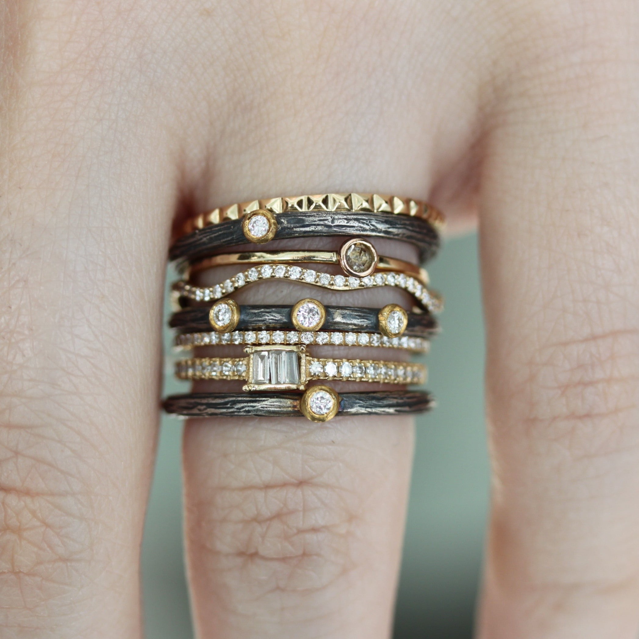 Bezel Diamond & Sterling Silver Stacking Ring