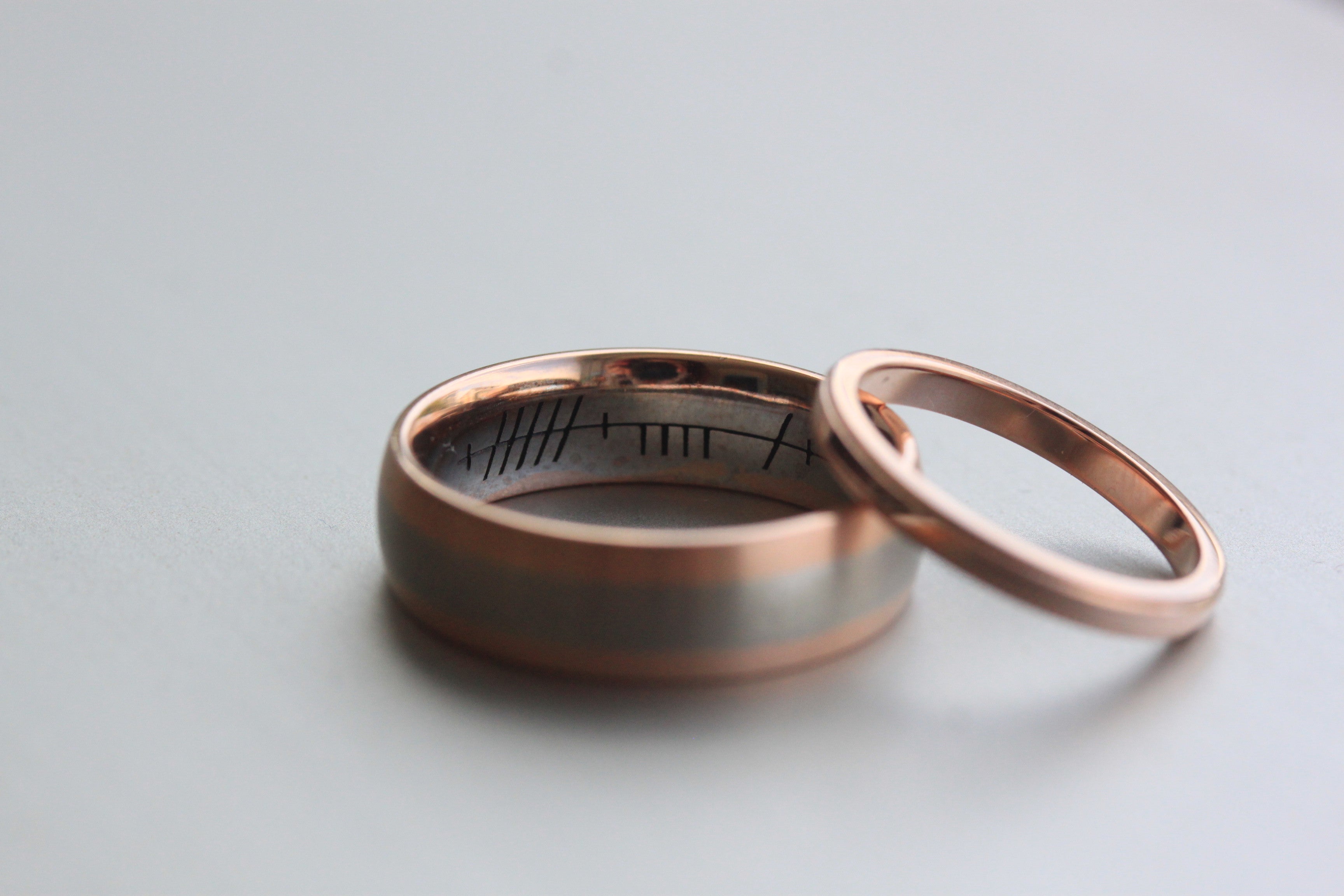 Dainty White Gold & Rose Gold Wedding Bands Set