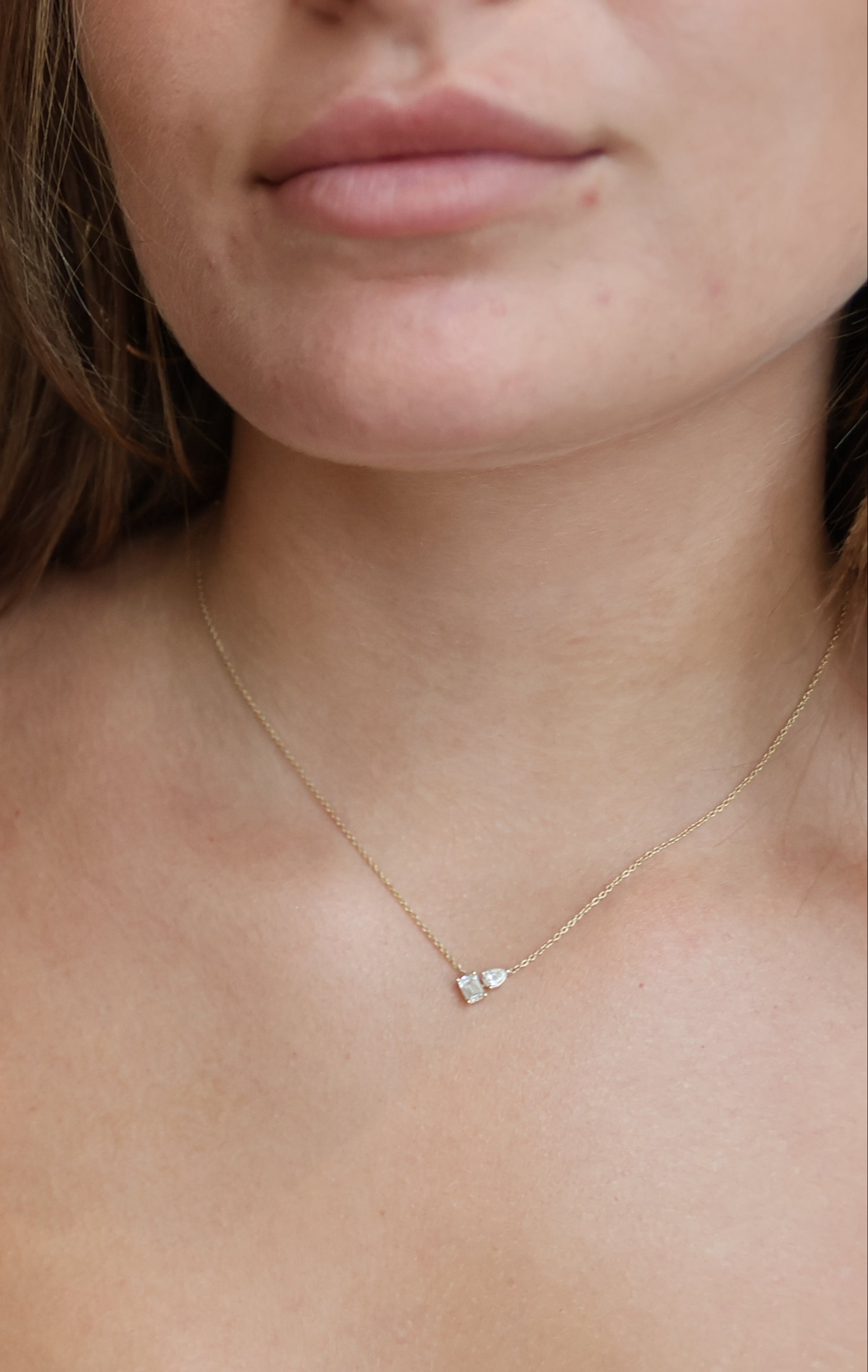 Pear & Baguette Diamond Gold Necklace
