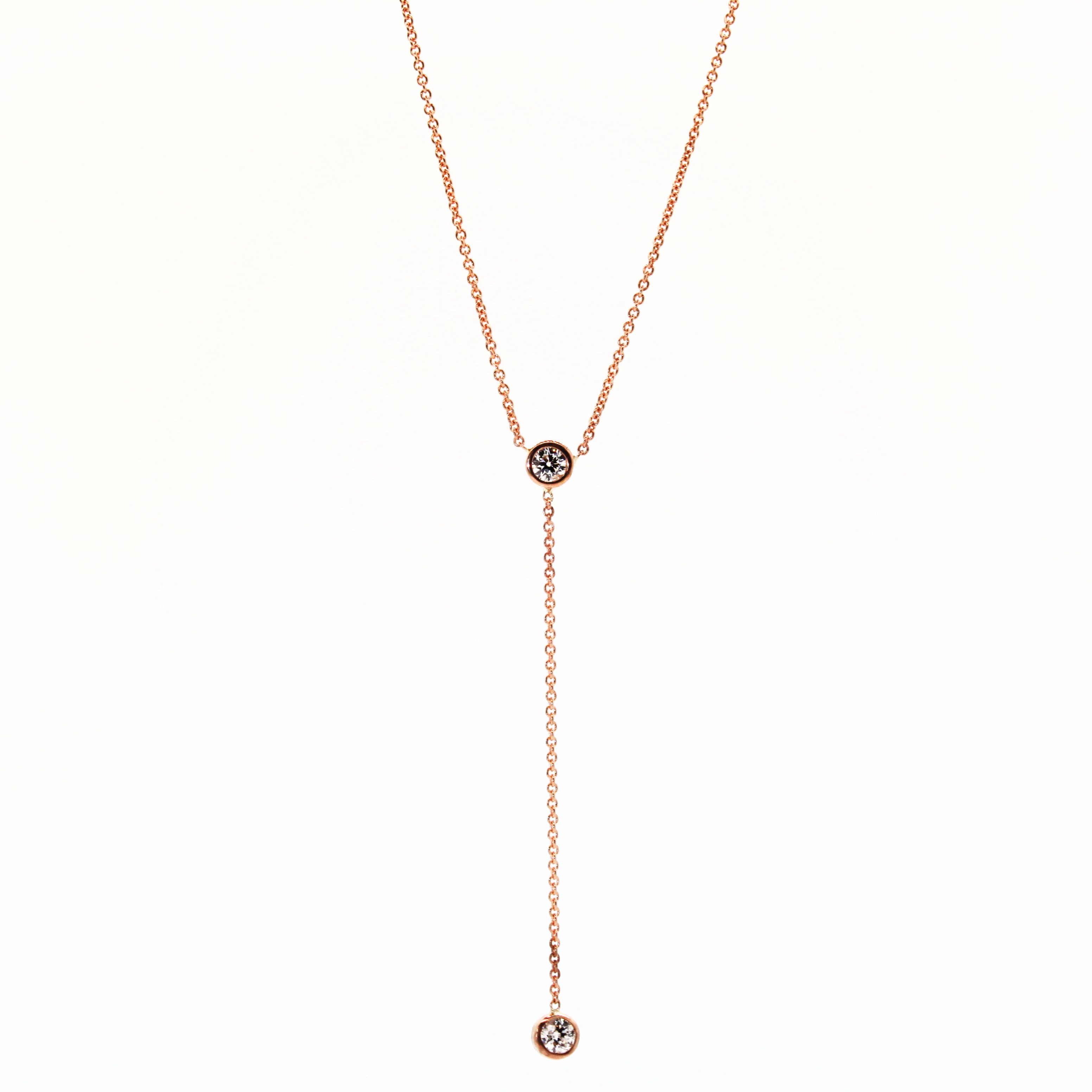 Diamond Rose Gold Lariat Necklace