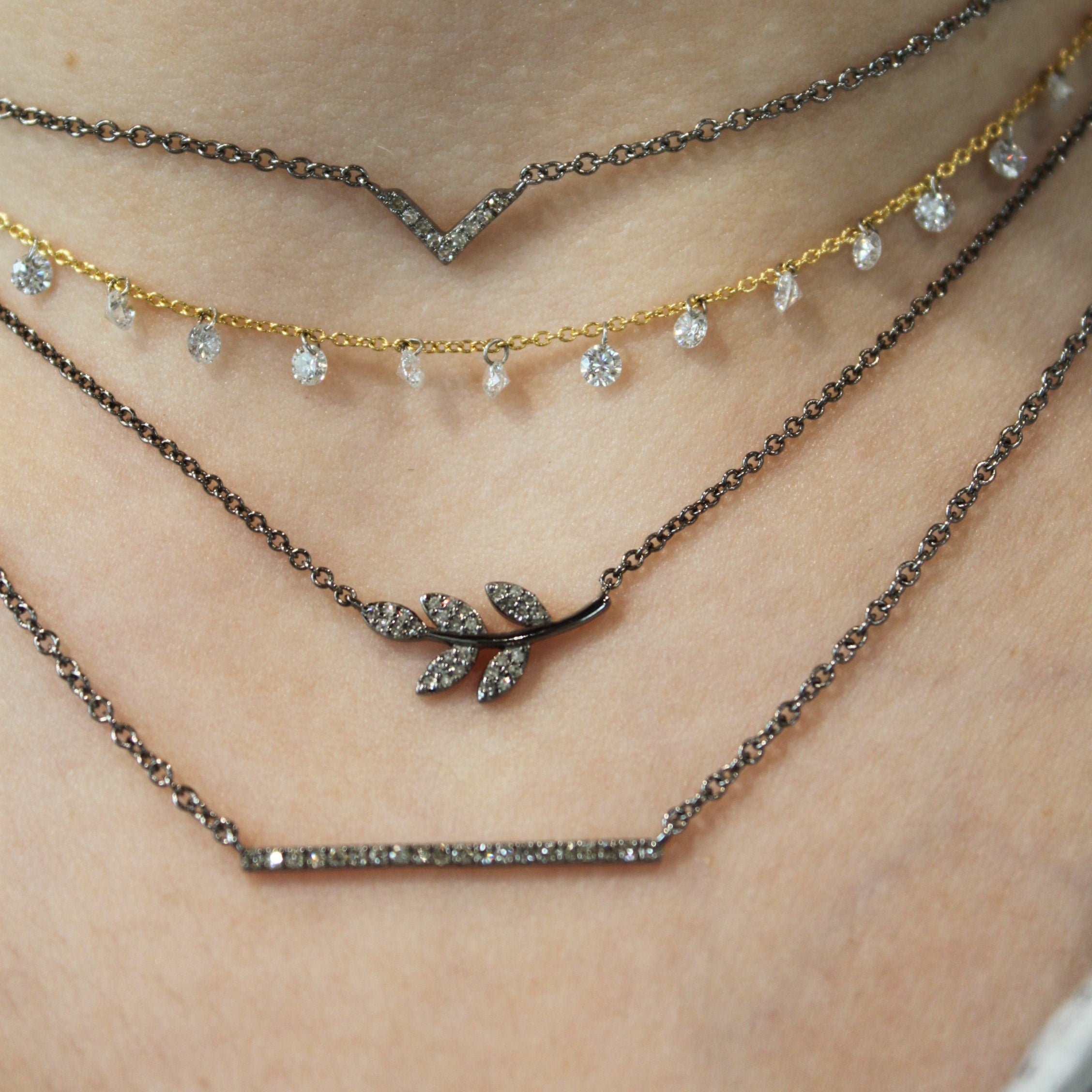 Pave Olive Branch Necklace