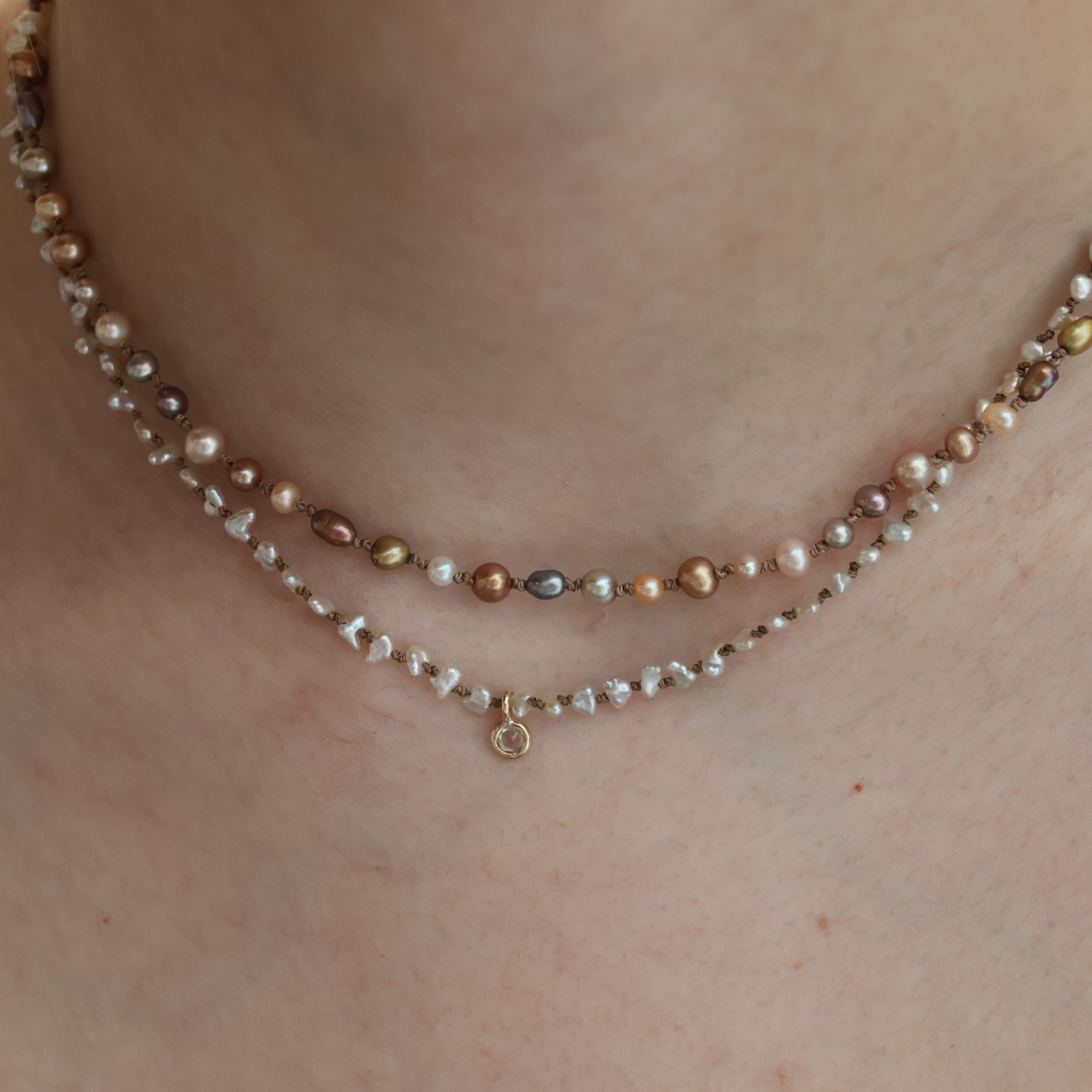 Multi-Colored Pearl Silk Necklace