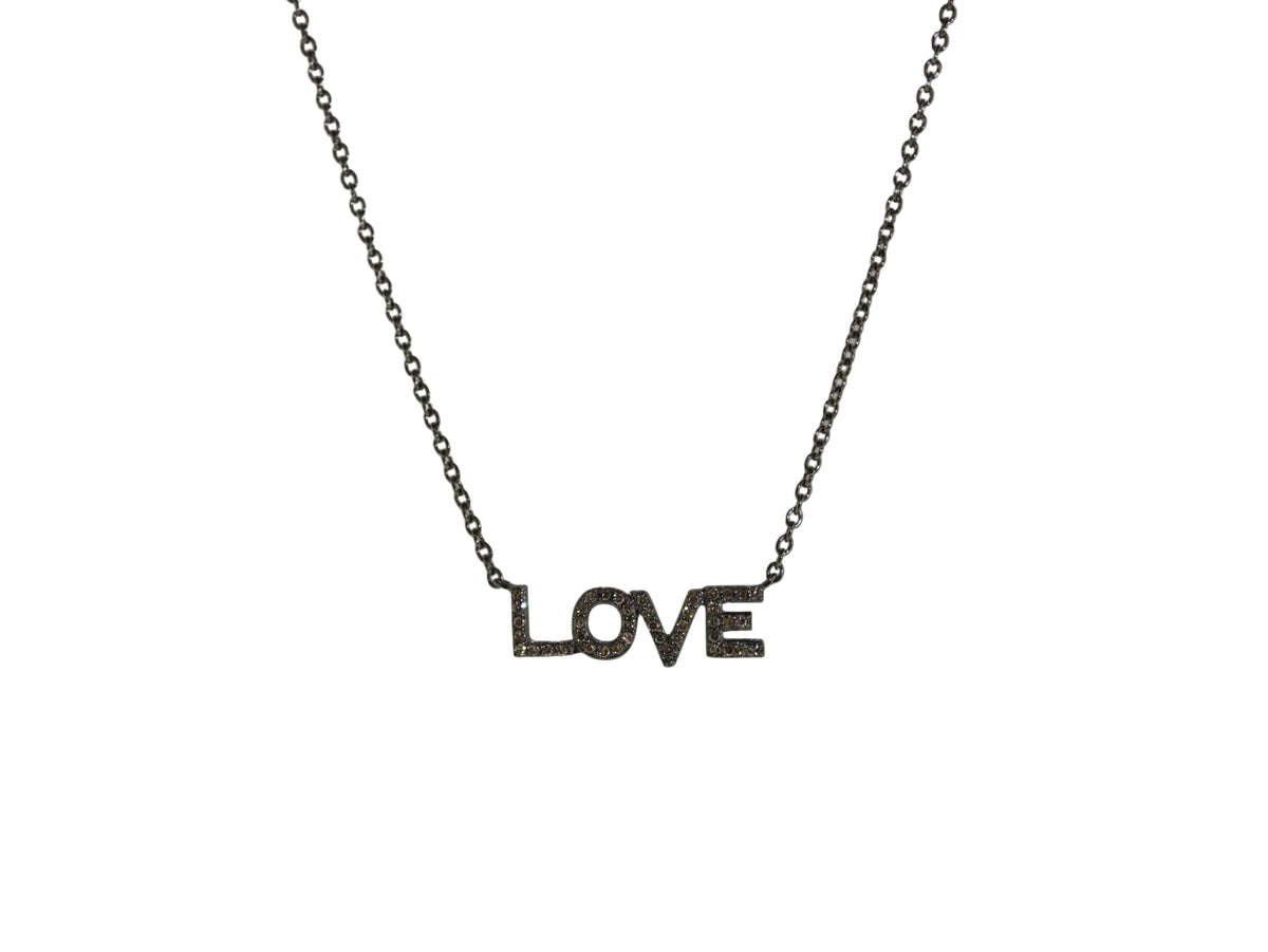 Silver Diamond LOVE Necklace