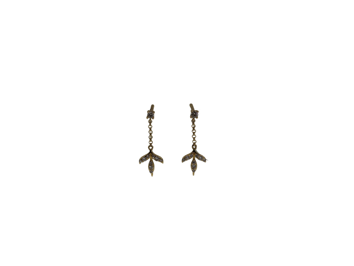 Diamond Leaf Dangle Stud