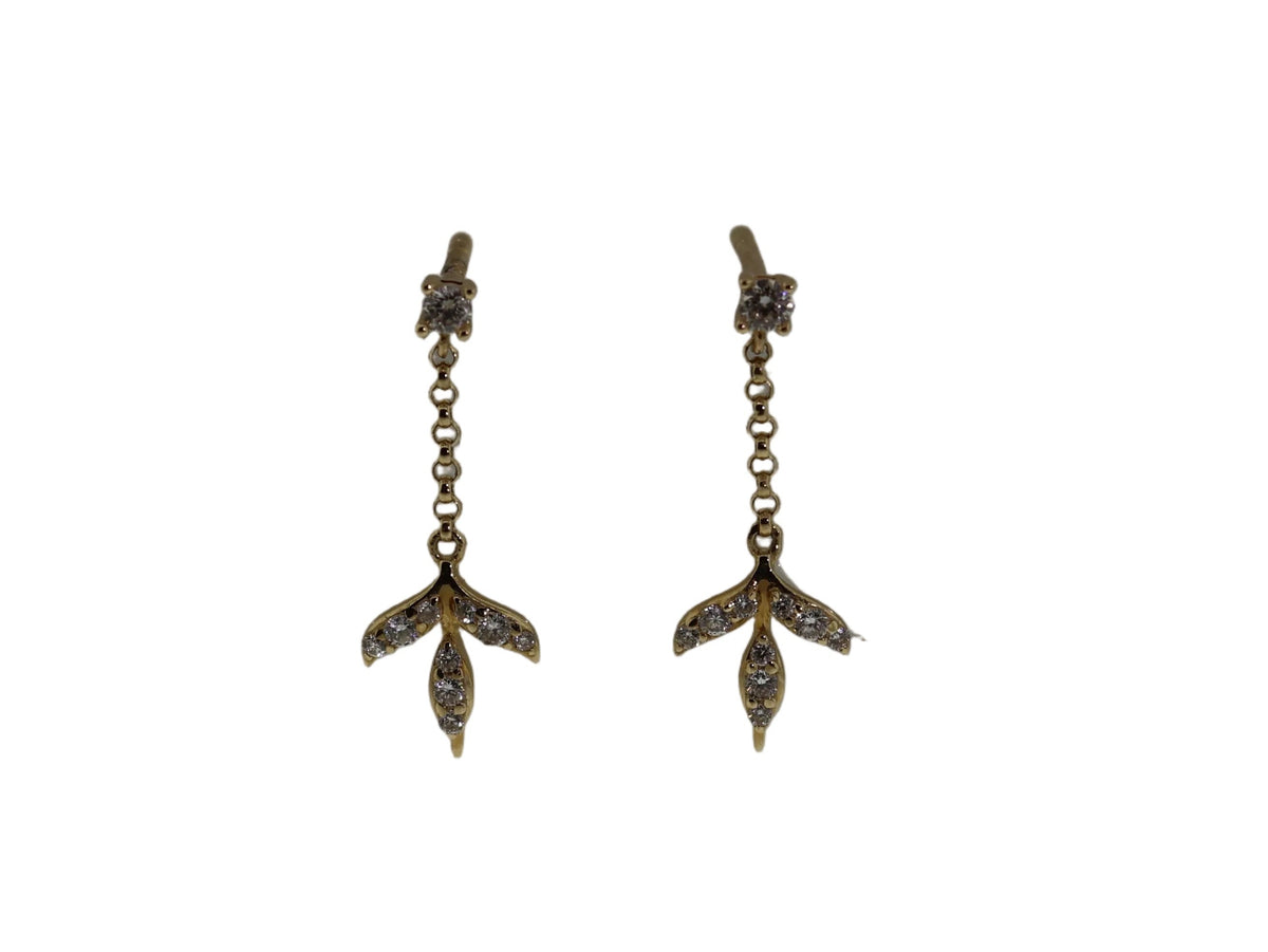 Diamond Leaf Dangle Stud