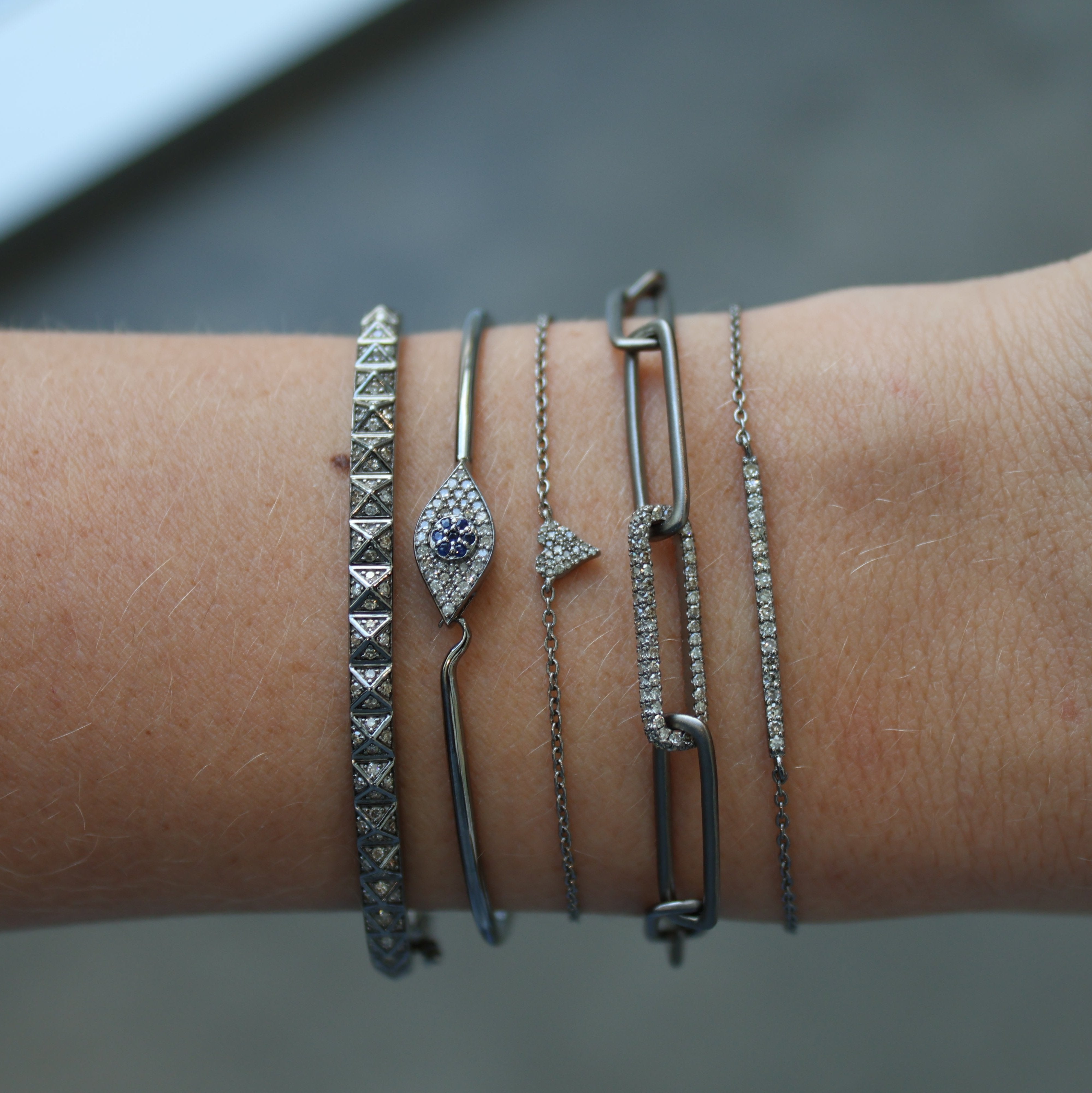 Diamond and Blue Sapphire Evil Eye Bracelet