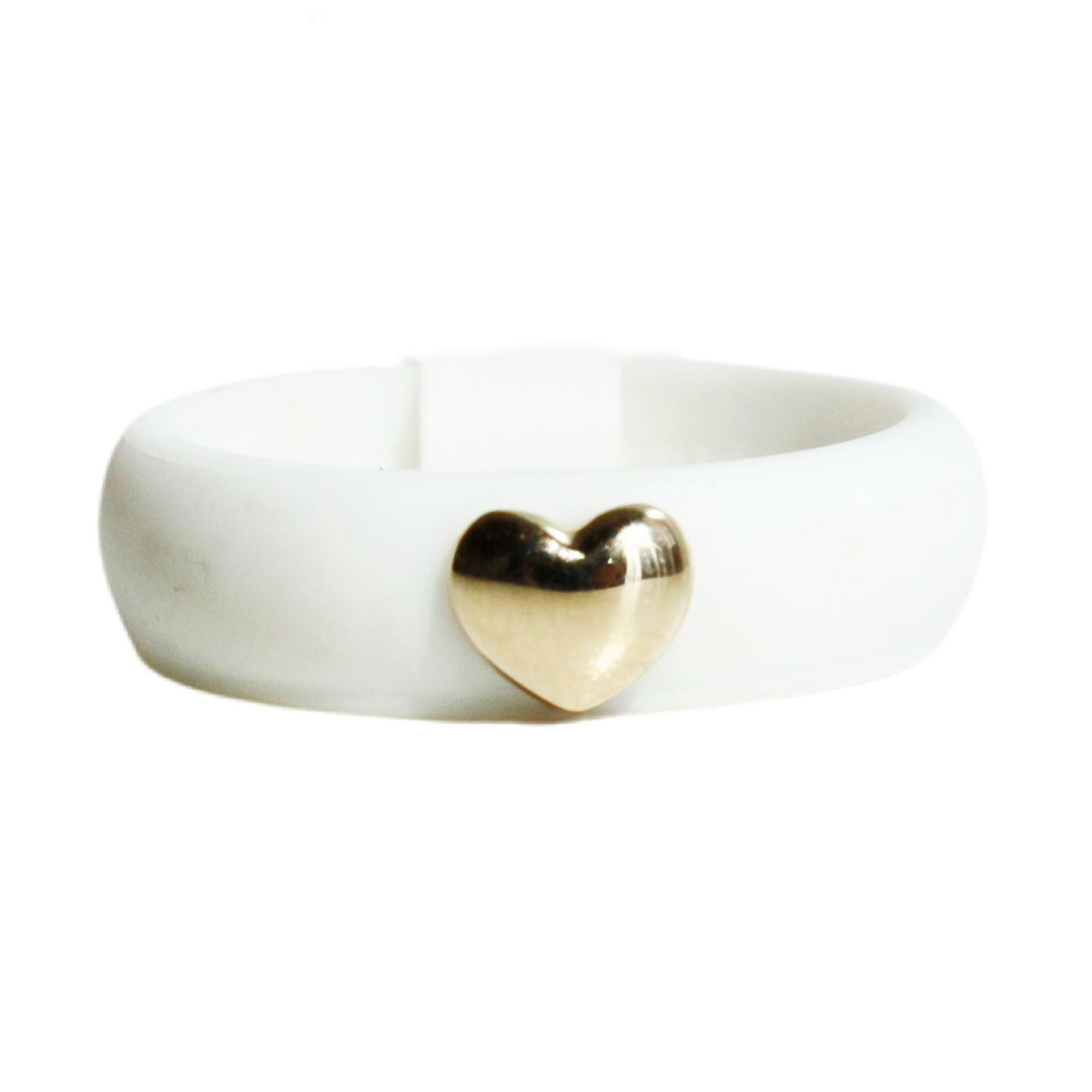 yellow gold heart on slicone band