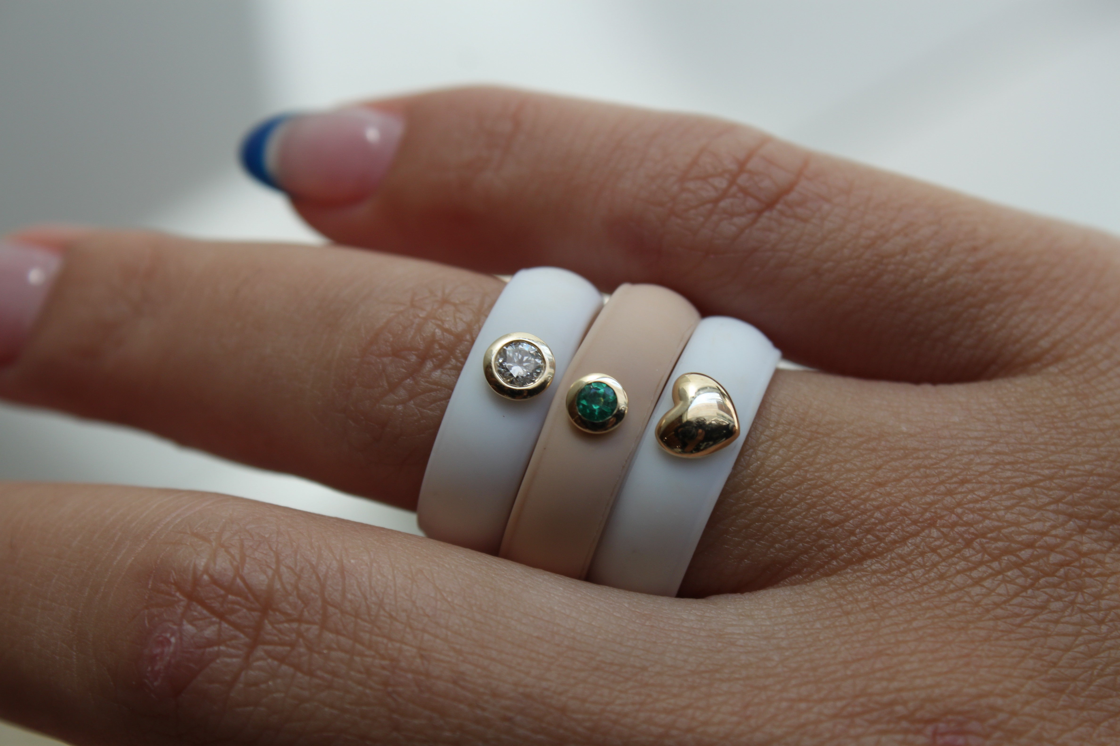 Yellow Gold Heart Silicone Band - Pink