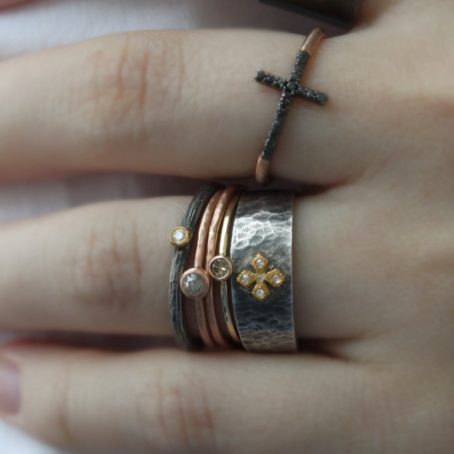 Stacking Gold Champagne Diamond Ring