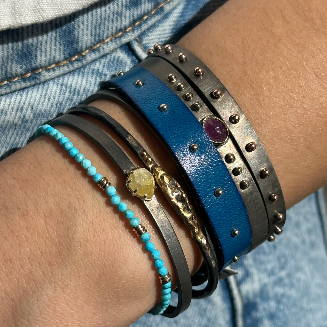 Rhodium Plated Raw Diamond Cuff