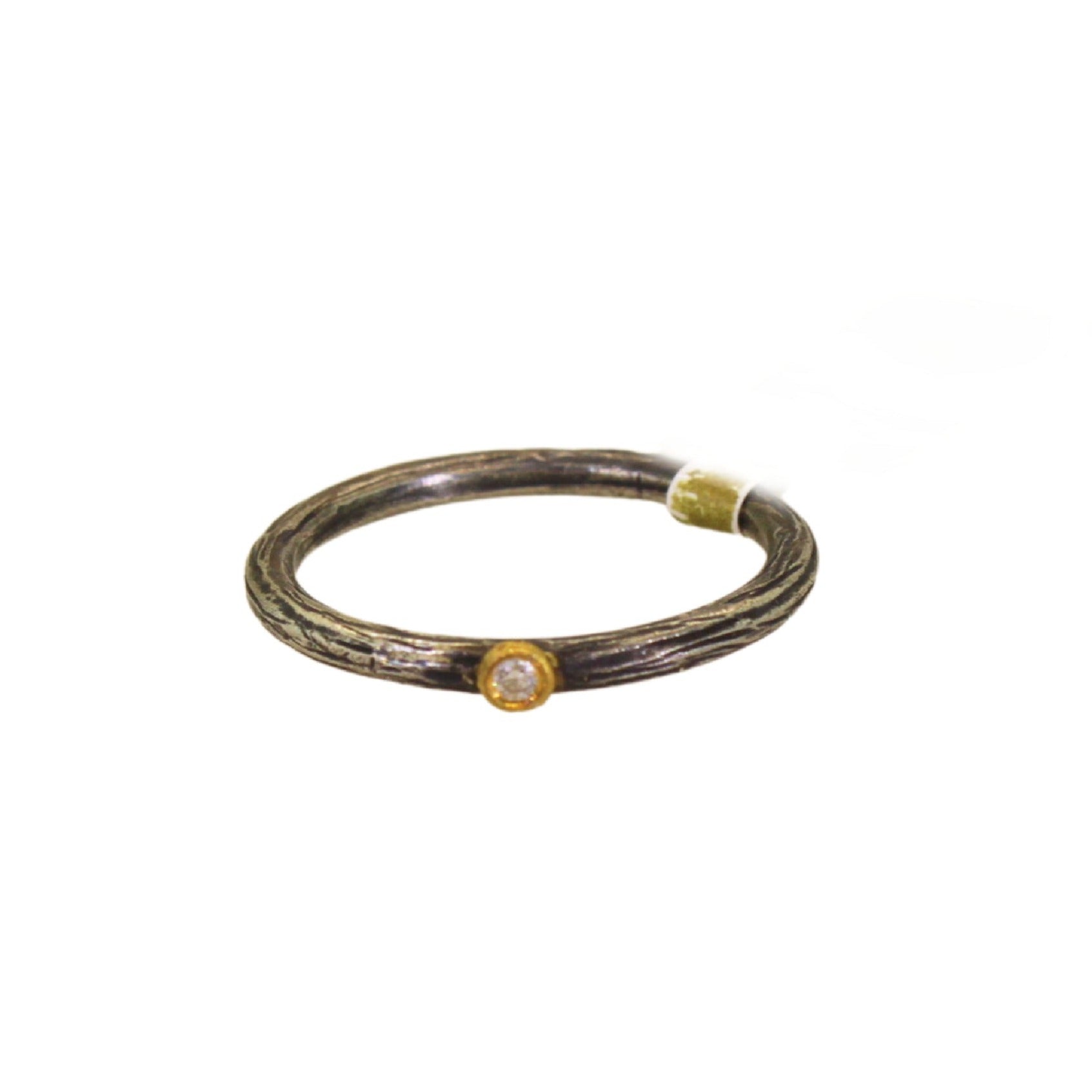 Bezel Diamond & Sterling Silver Stacking Ring