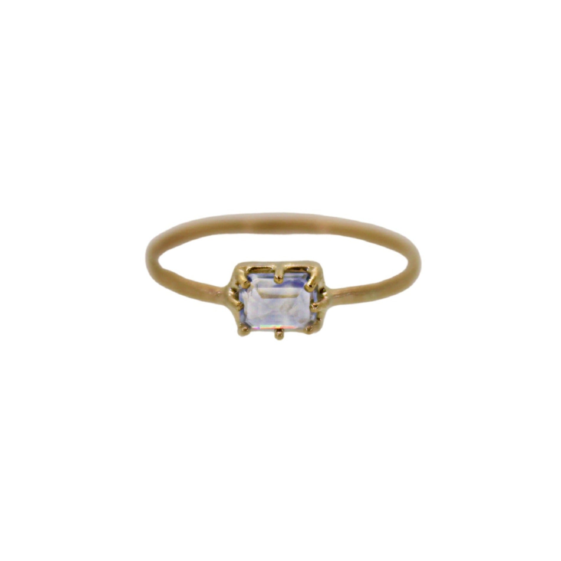 Emerald Cut Aquamarine Prong Set Ring