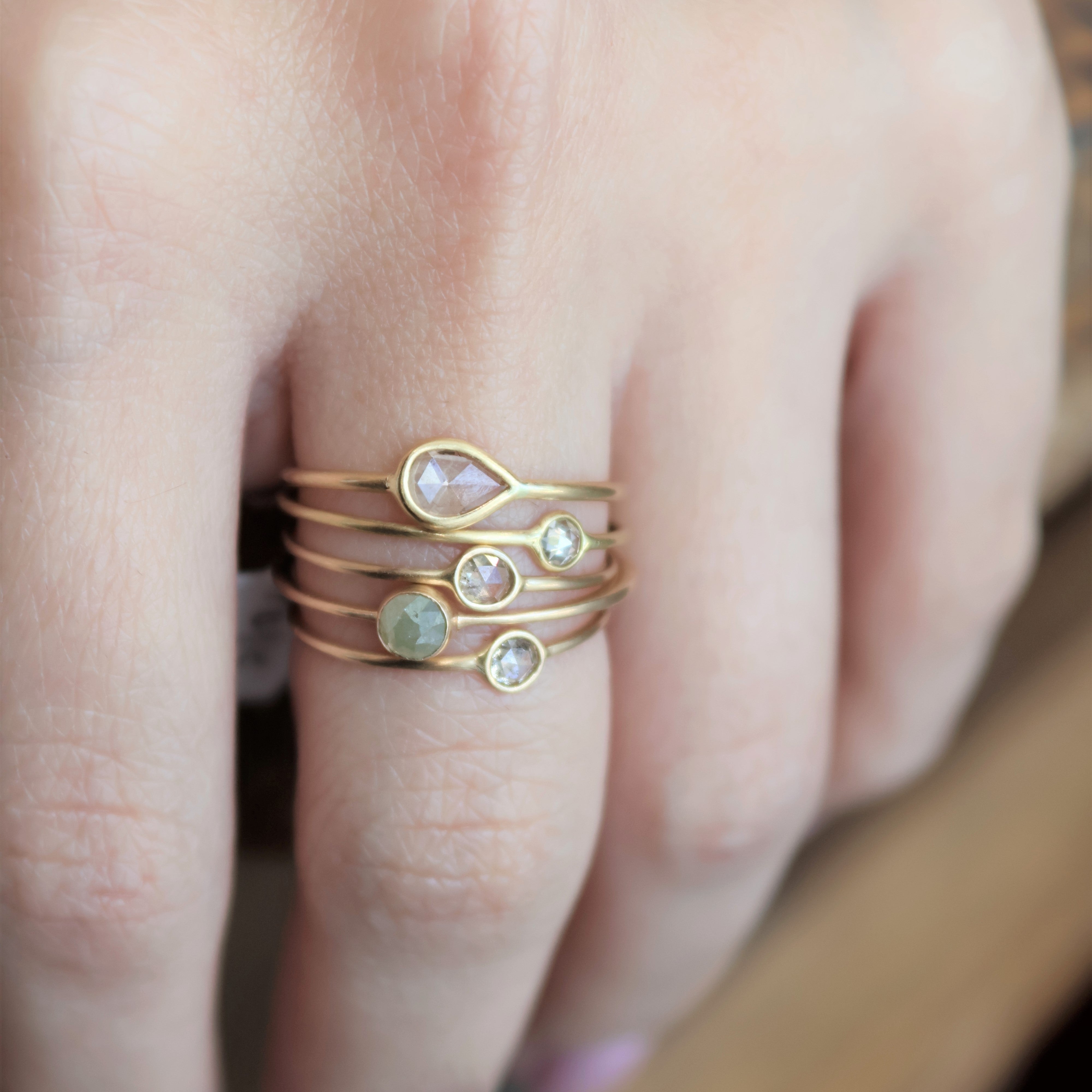 Rose Cut Diamond 18k Gold Ring