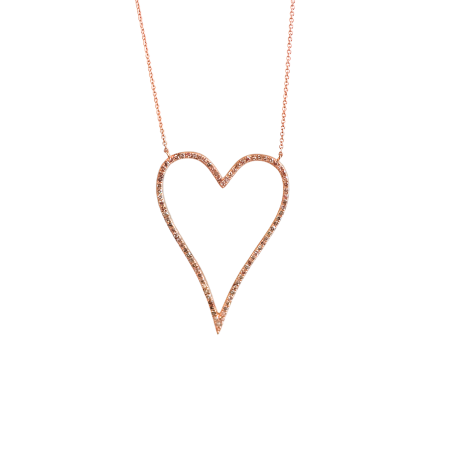 Rose Gold Large Open Heart Diamond Necklace