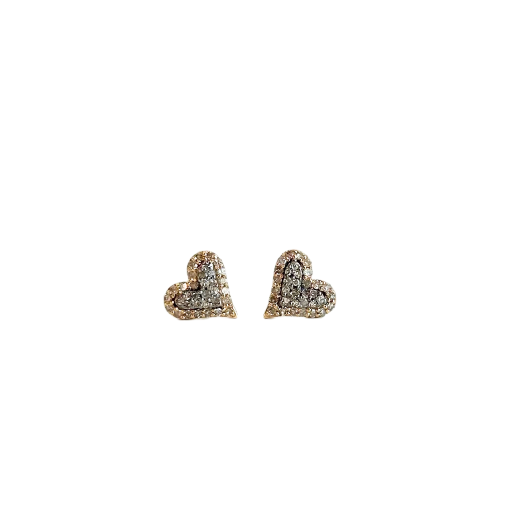 Gold & Silver Diamond Heart Studs