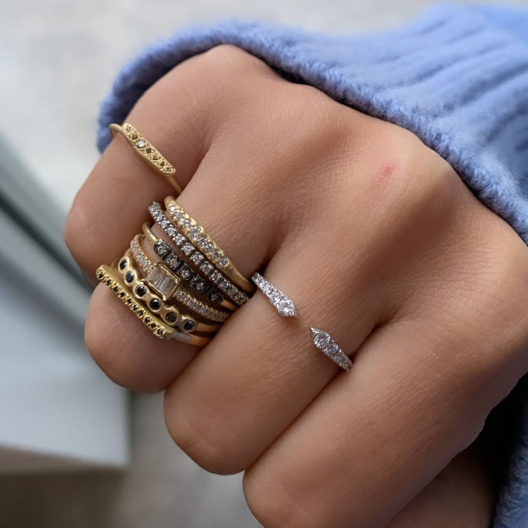 Yellow Gold & Rhodium Diamond Bar Ring