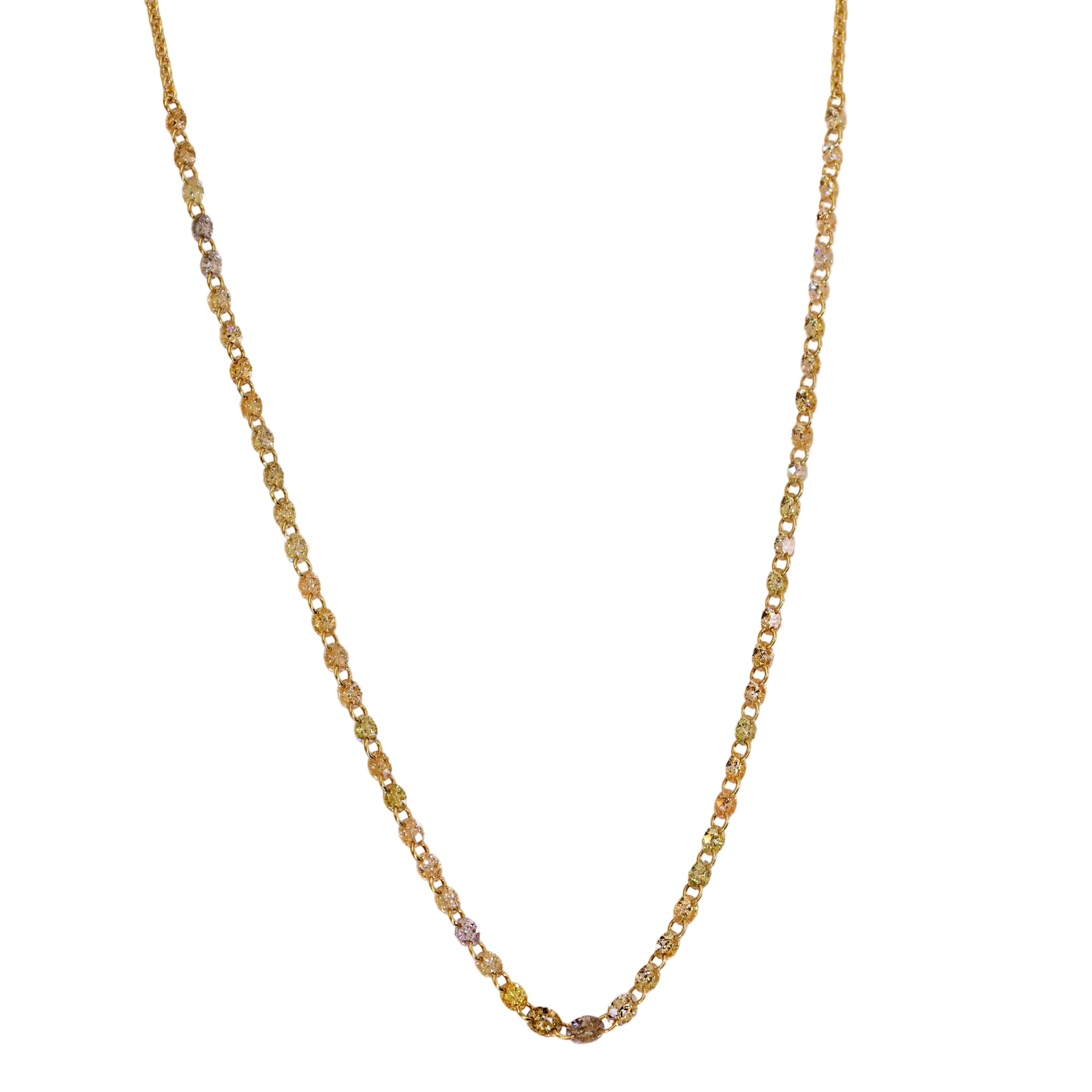 Yellow & White Graduated Drilled Diamond Necklace