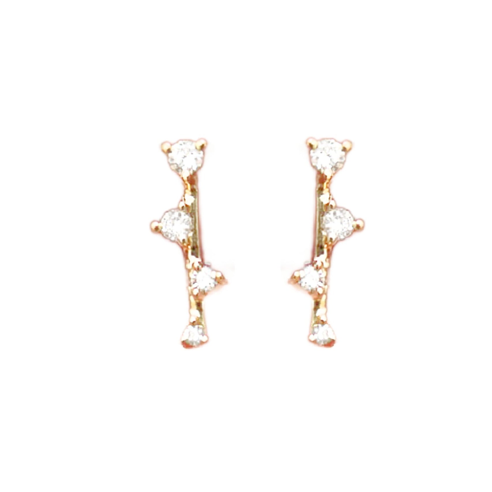 Alternating Diamond Bar Stud Earrings