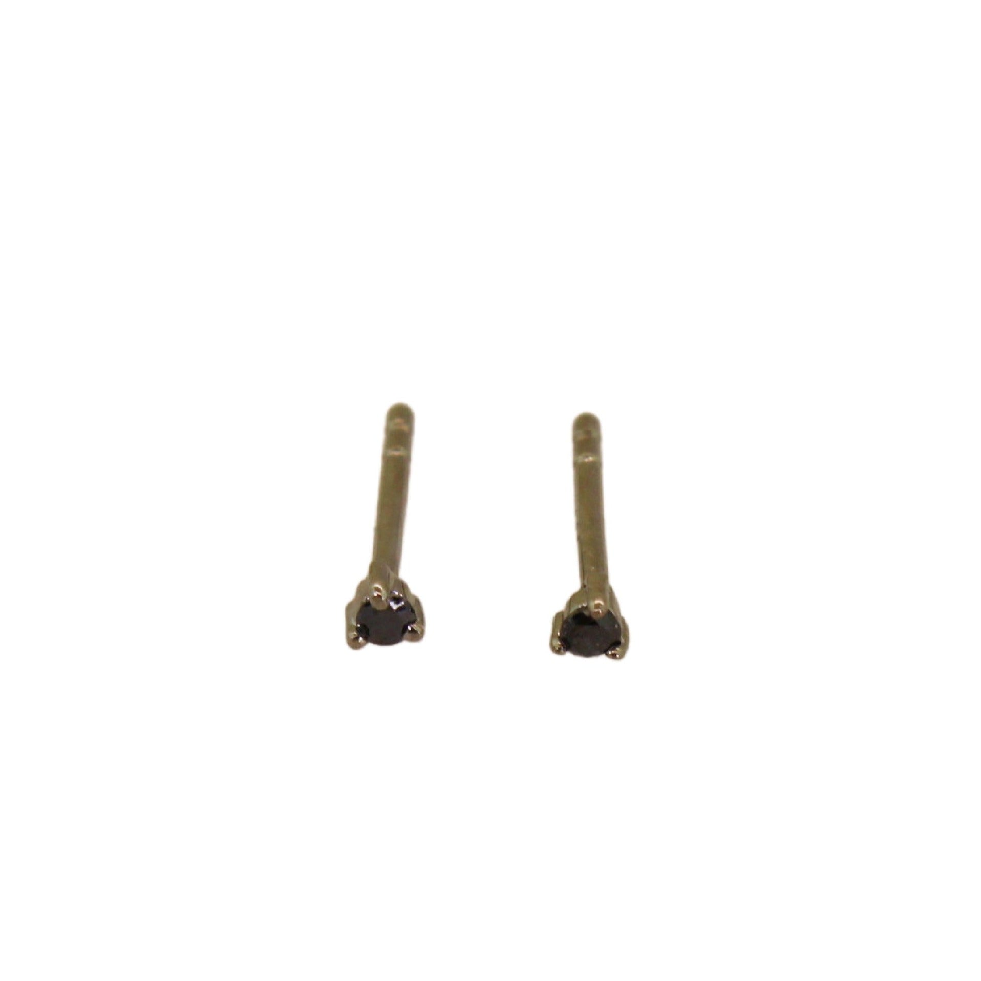 Silver Prong Set Black Diamond Studs