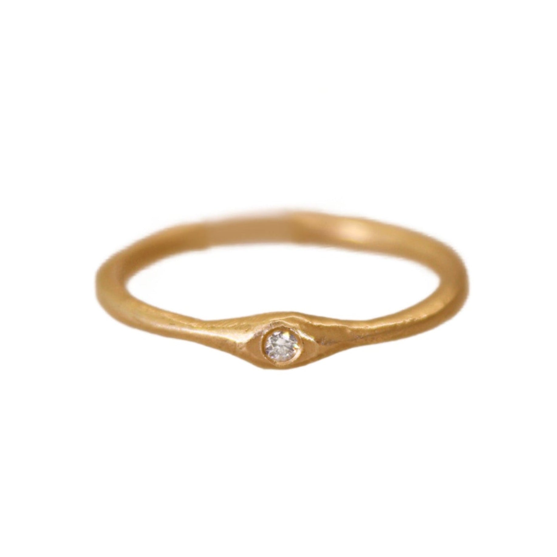 14K Single Diamond Rough Band