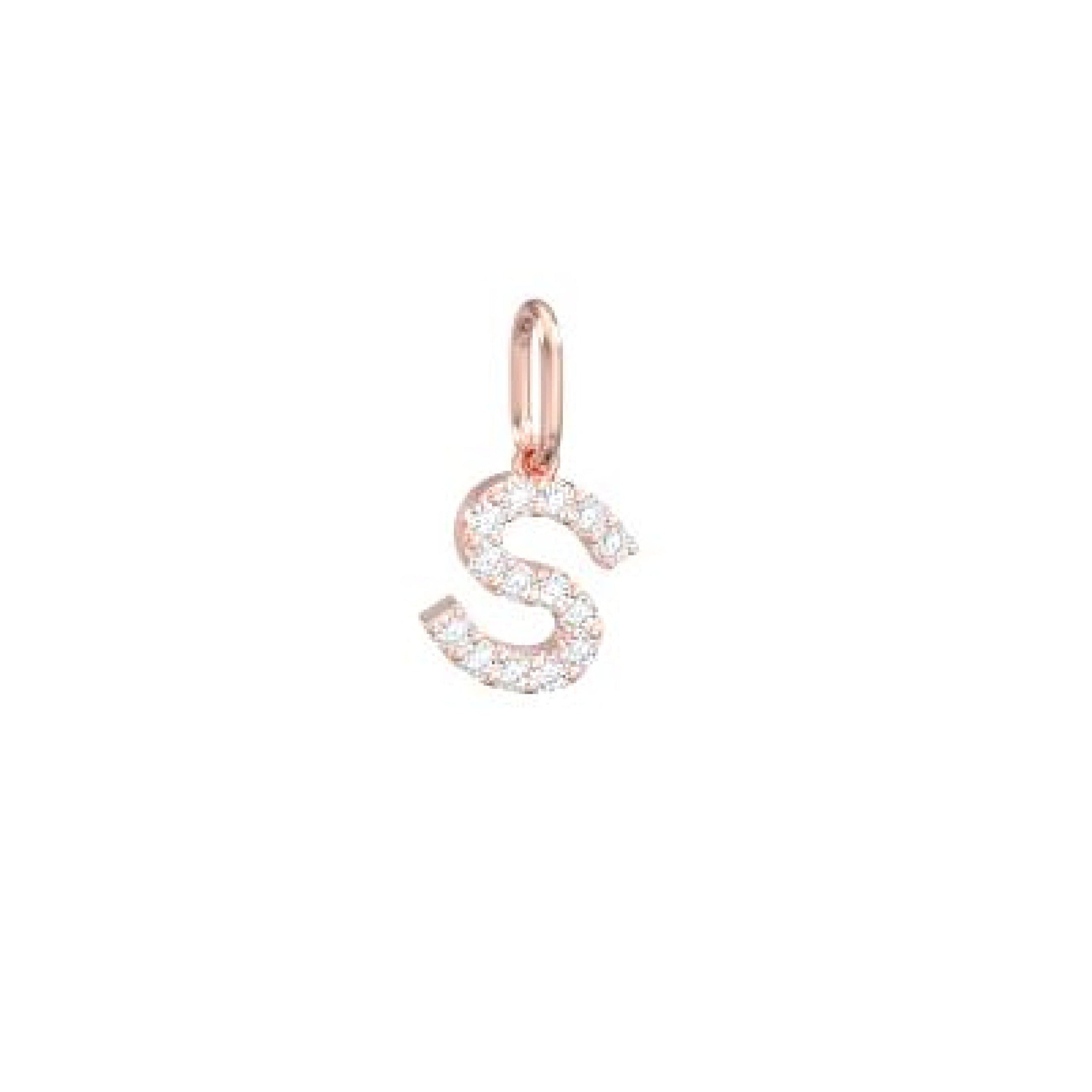 Gold Pave Diamond S Charm