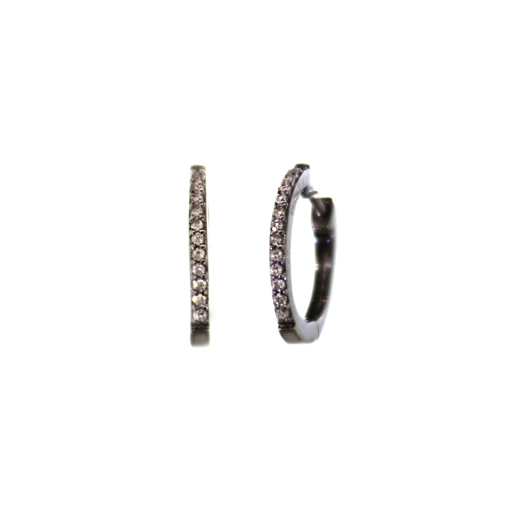 Sterling Silver Single Row Diamond Huggie