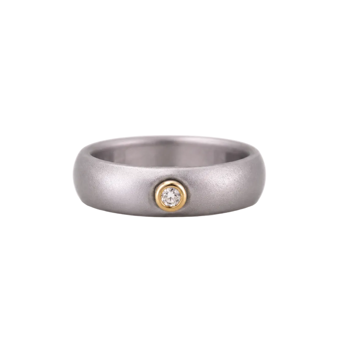 Small Diamond Silver Silicone Band