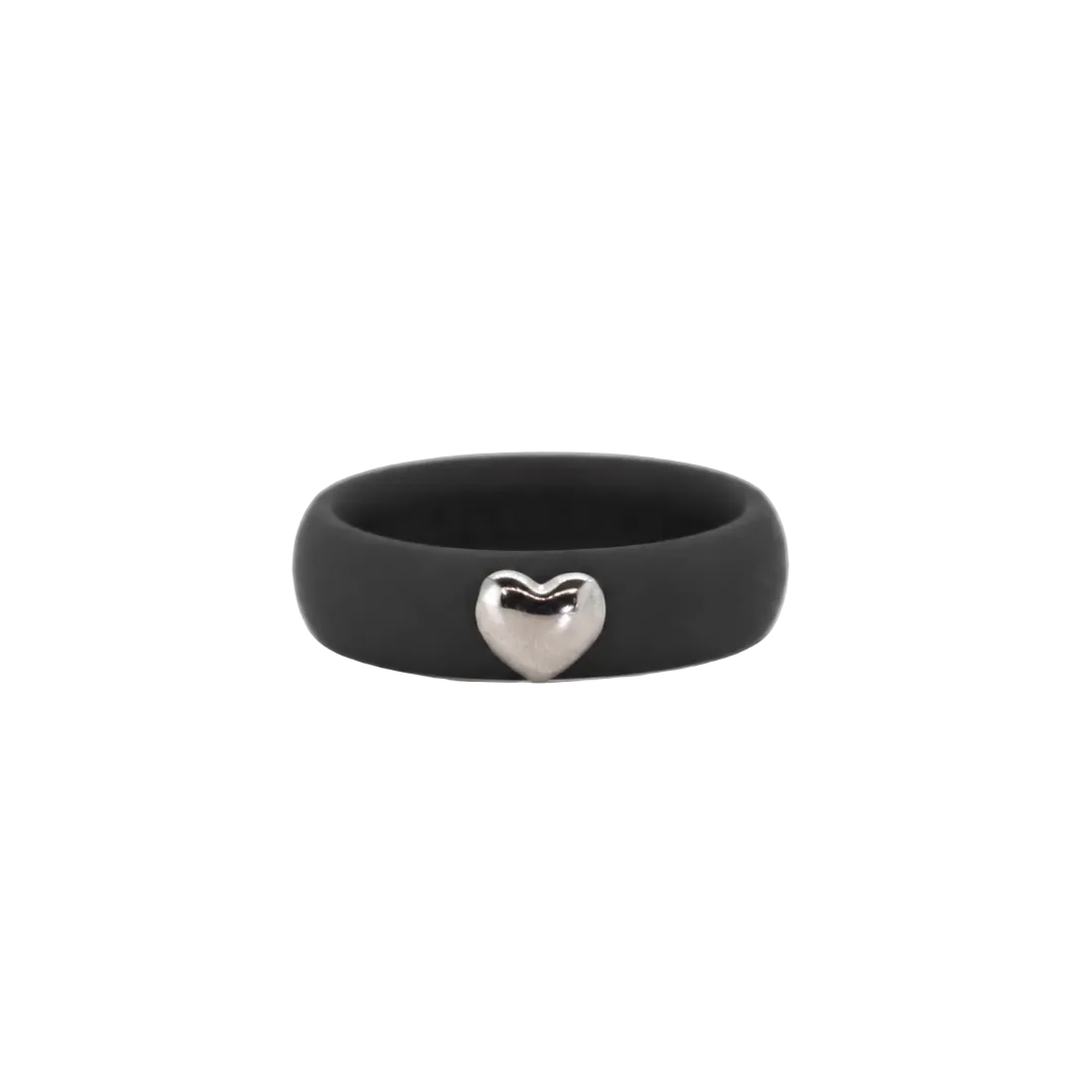 Silver Puffy Heart Silicone Band