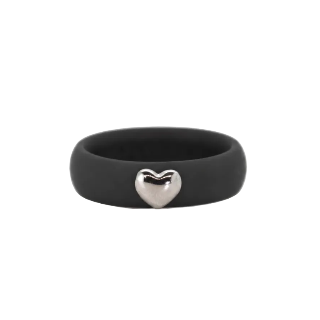 Silver Puffy Heart Silicone Band