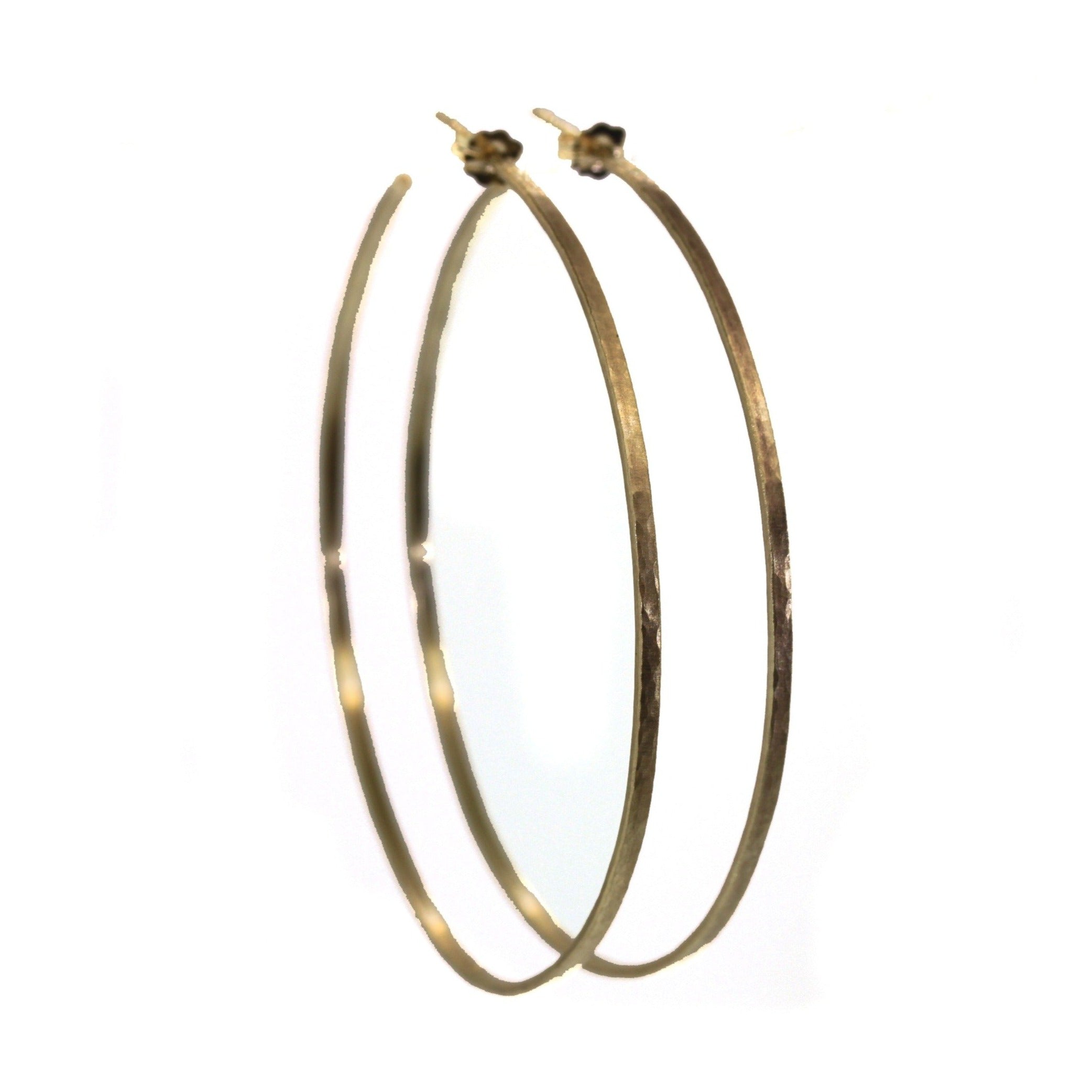 Large Textured Yellow Gold Hoops