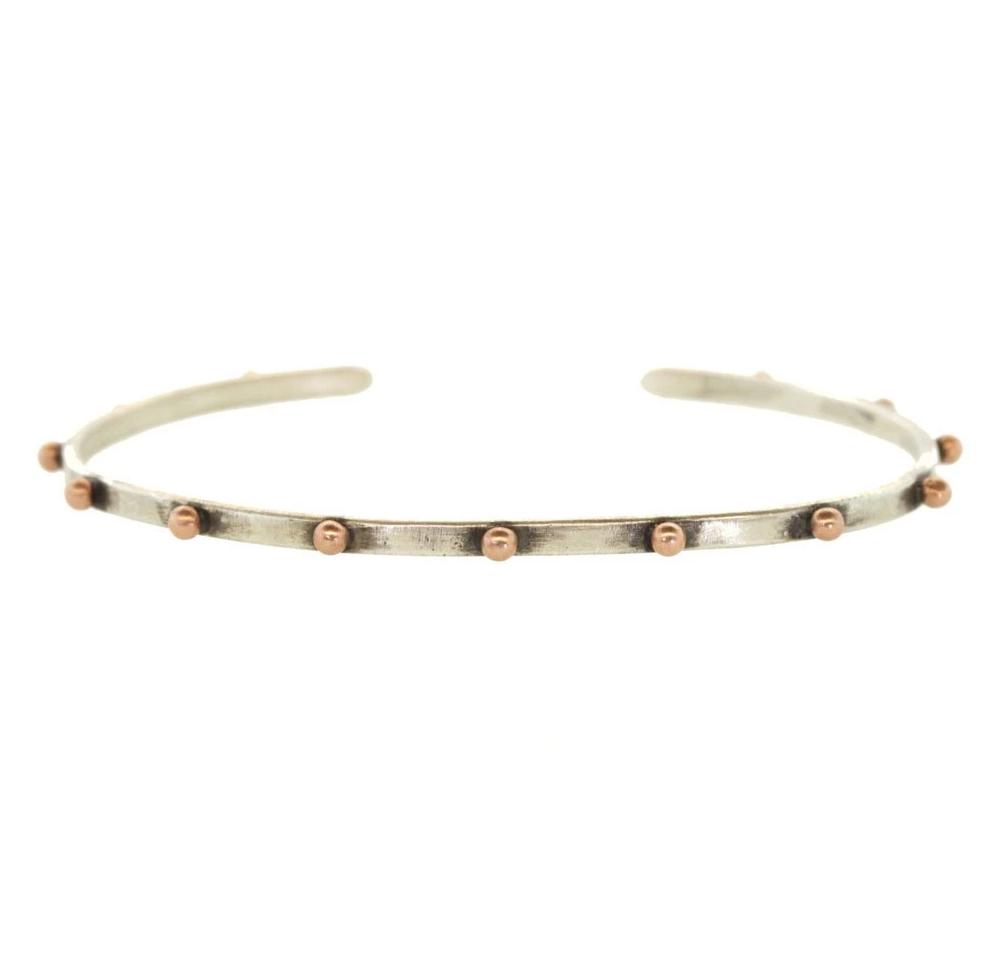 Silver and Gold Cuff - Thin Cuff Bracelet - Rebecca Lankford Designs