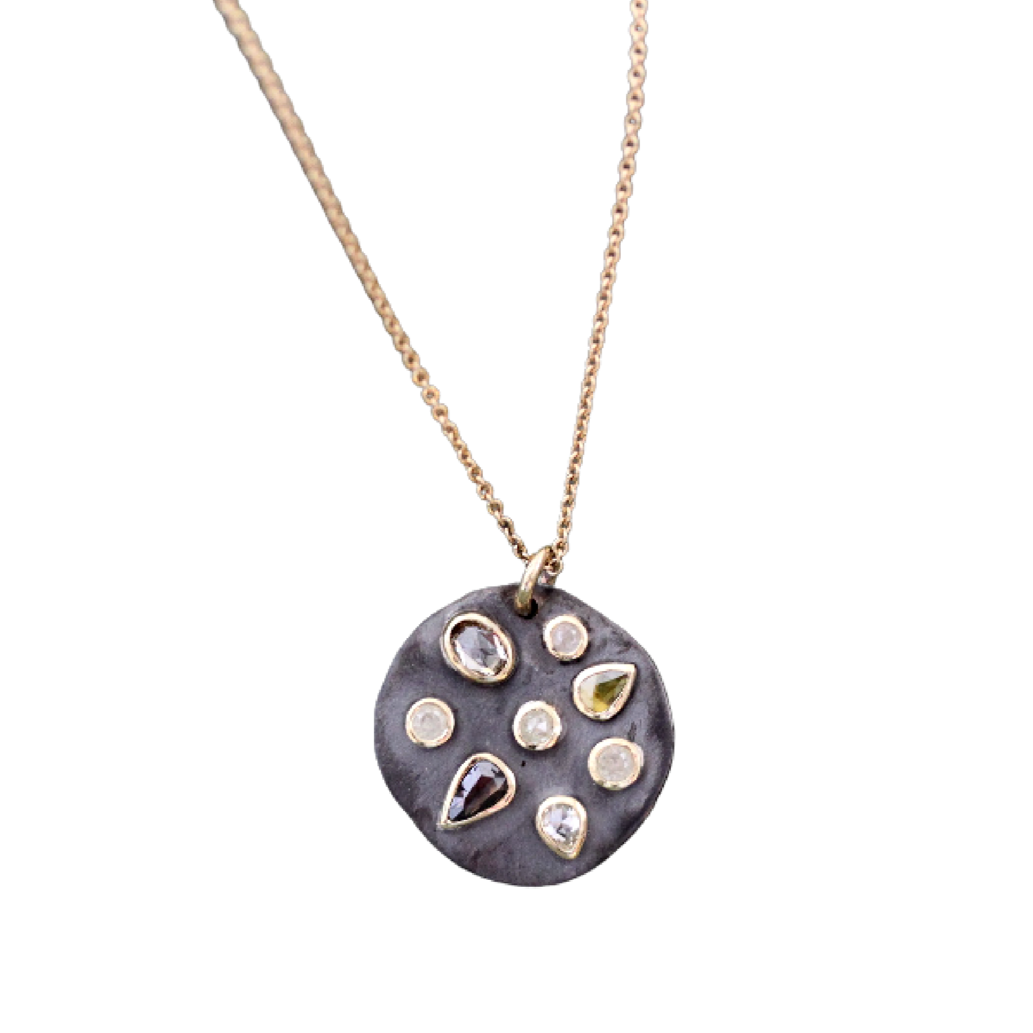 Multicolored Diamond Disc Necklace