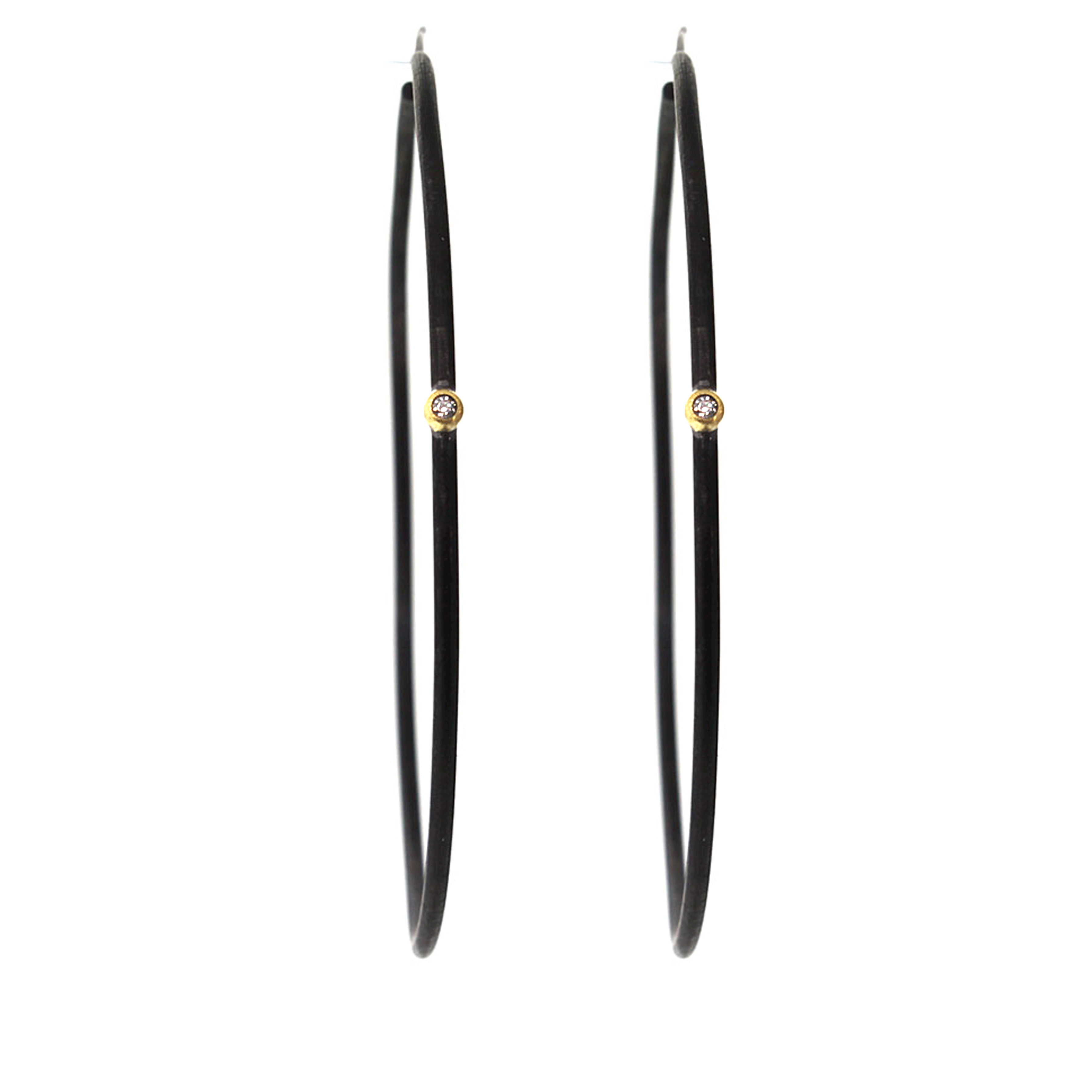 Oxidized Silver & Diamond Hoop Earrings -Rebecca Lankford Designs - Houston, TX