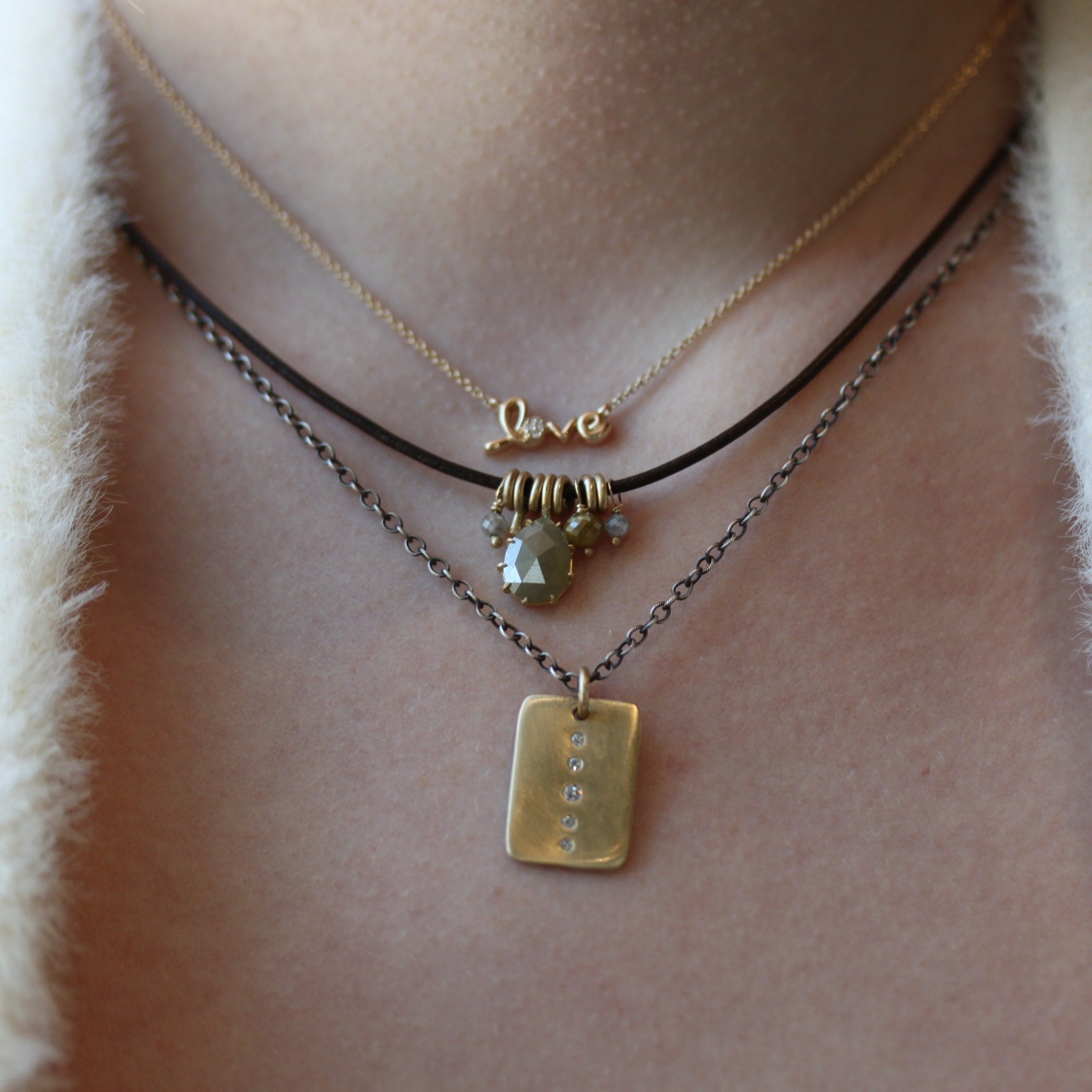 Large Diamond Brick Necklace