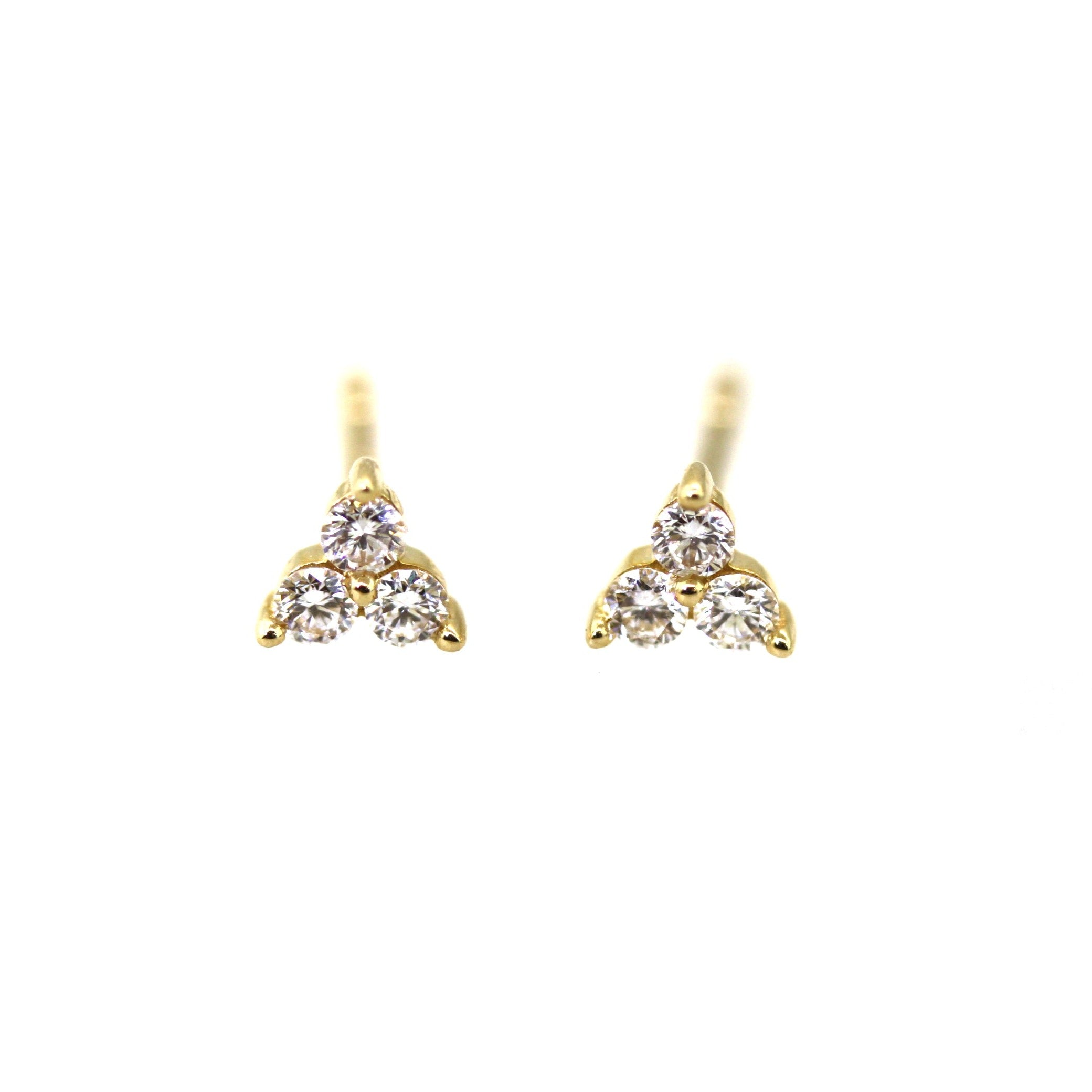 Yellow Gold Trio Diamond Studs