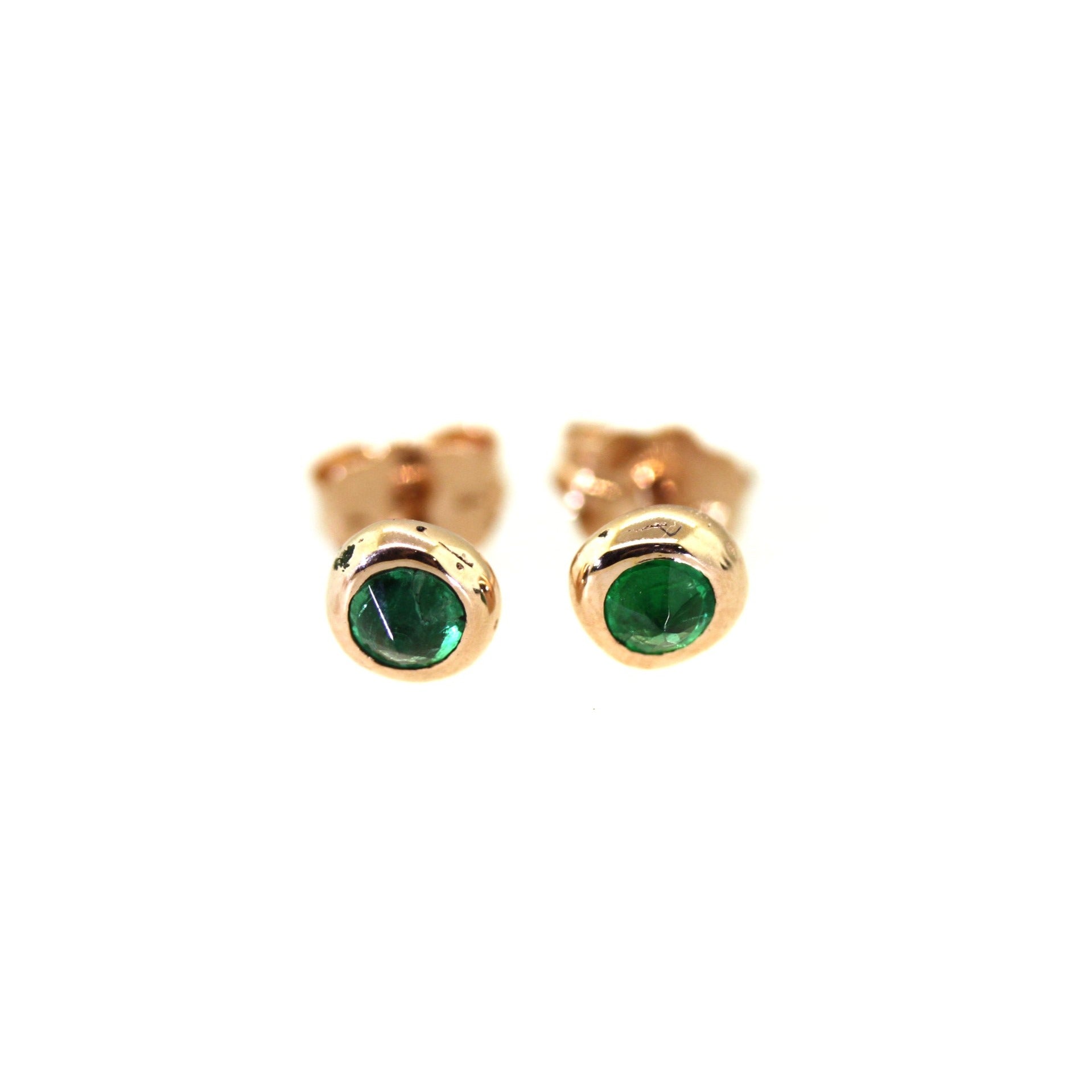 Faceted Cut Emerald Stud Earrings