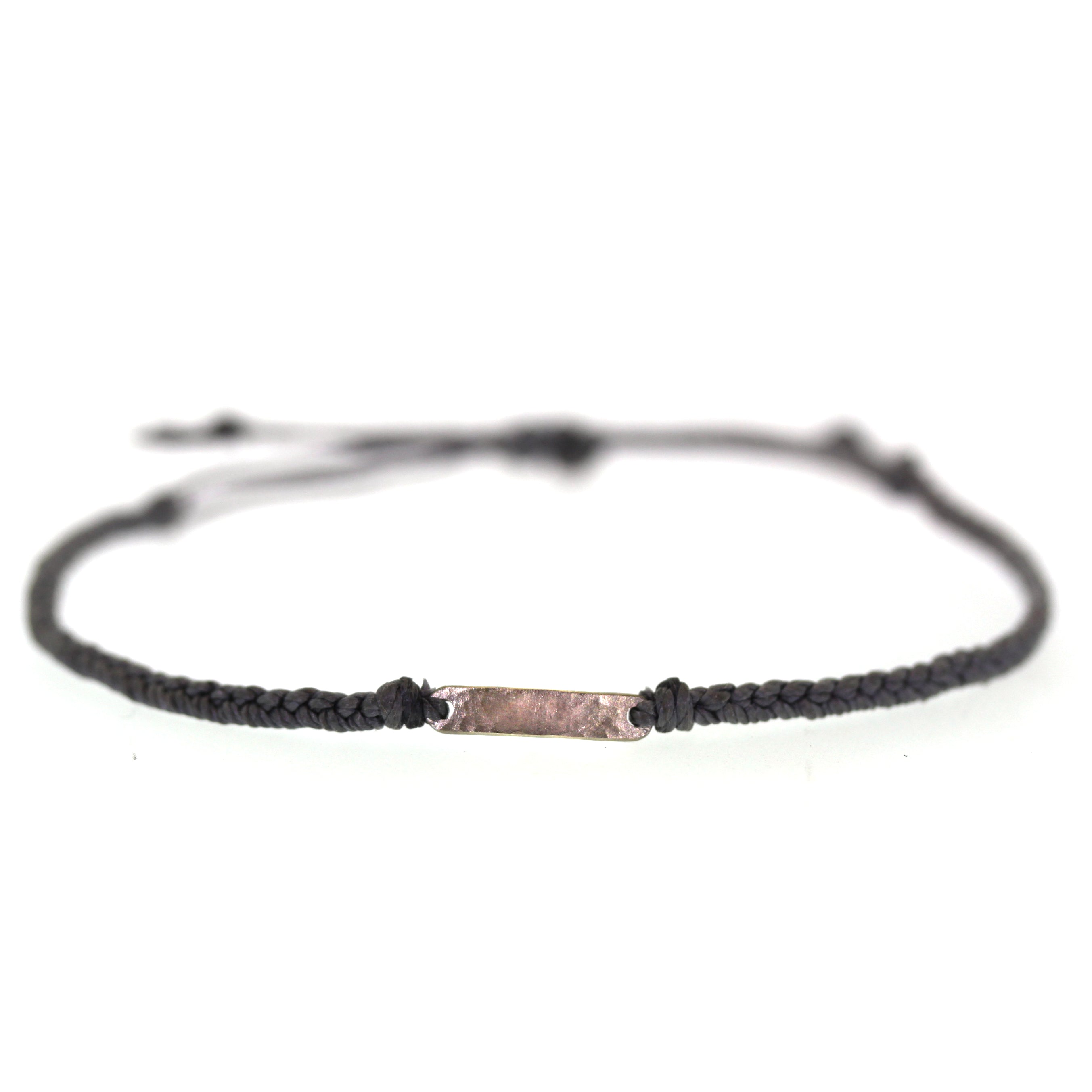 White Gold Bar Macrame Bracelet